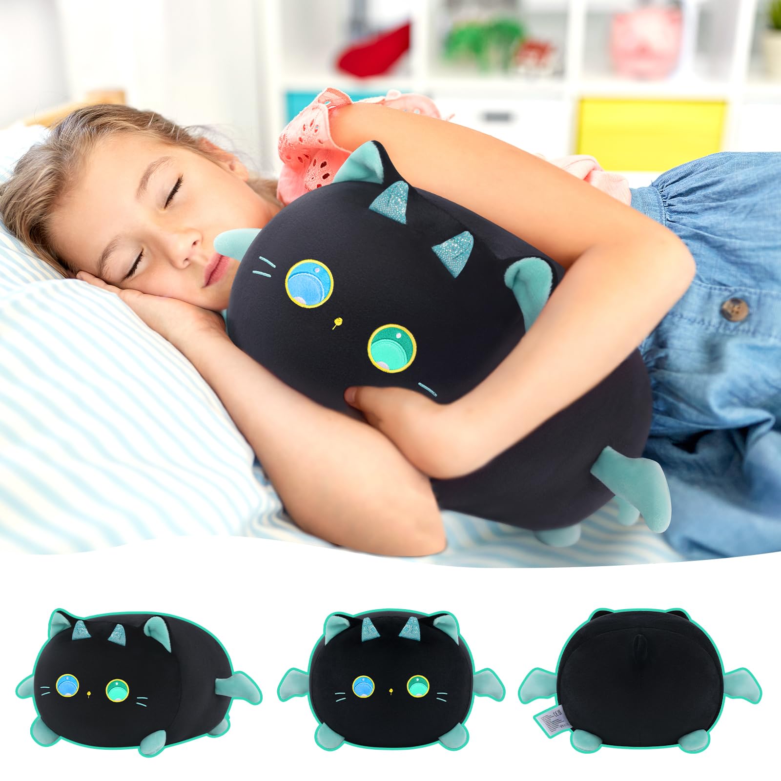 Foto 3 pulgar | Almohada de Felpa Mewaii con Diseño de Gato Lindo 40 cm Negro - Venta Internacional