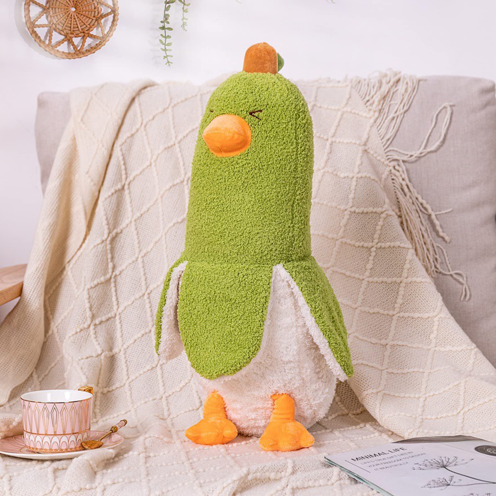 Foto 4 pulgar | Almohada De Peluche Con Forma De Melocotón, Diseño De Gato, Plátano Y Pato, 70 Cm, Color Verde - Venta Internacional.