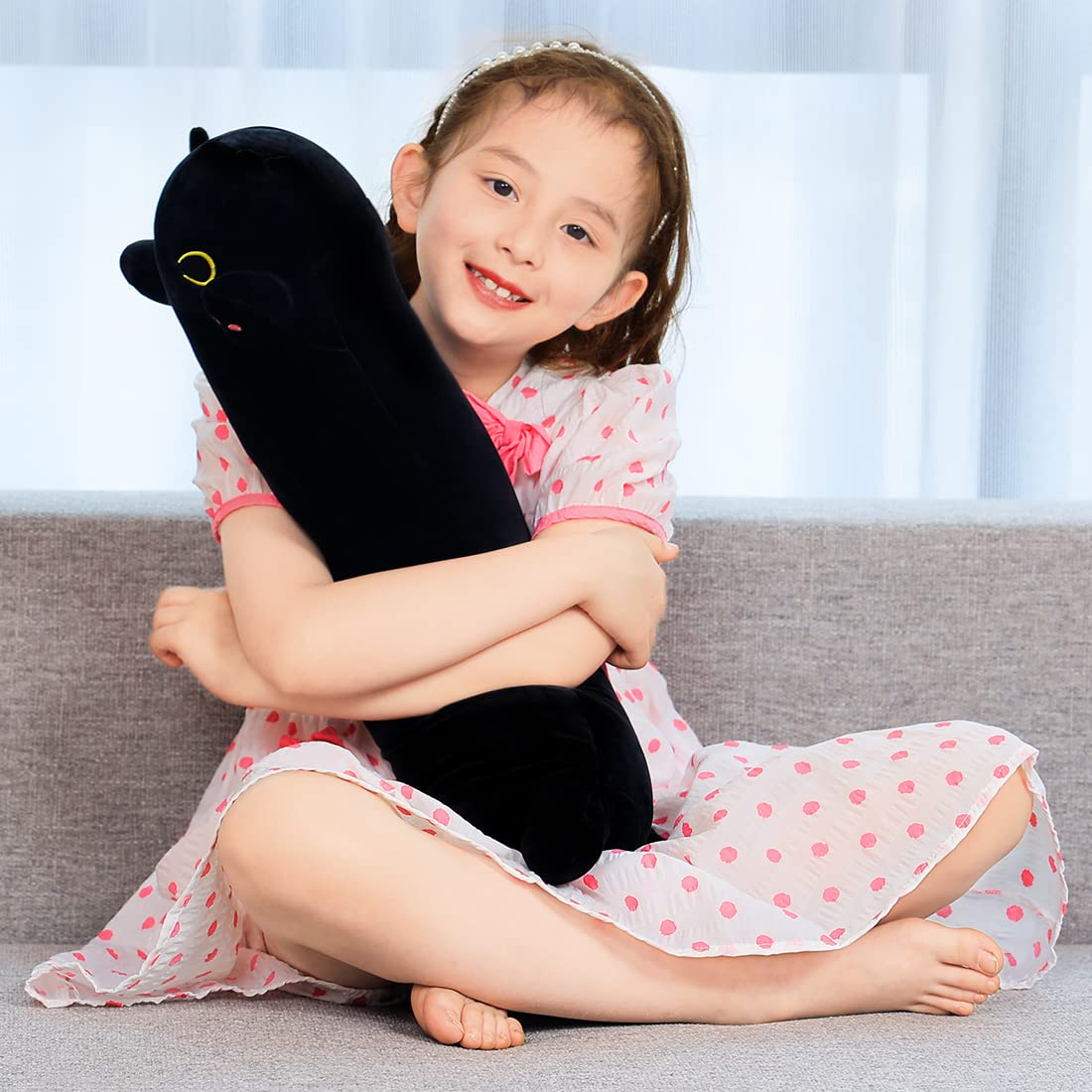 Foto 4 pulgar | Almohada Snowolf de Peluche con Forma de Gato Negro 70 cm para Niños - Venta Internacional