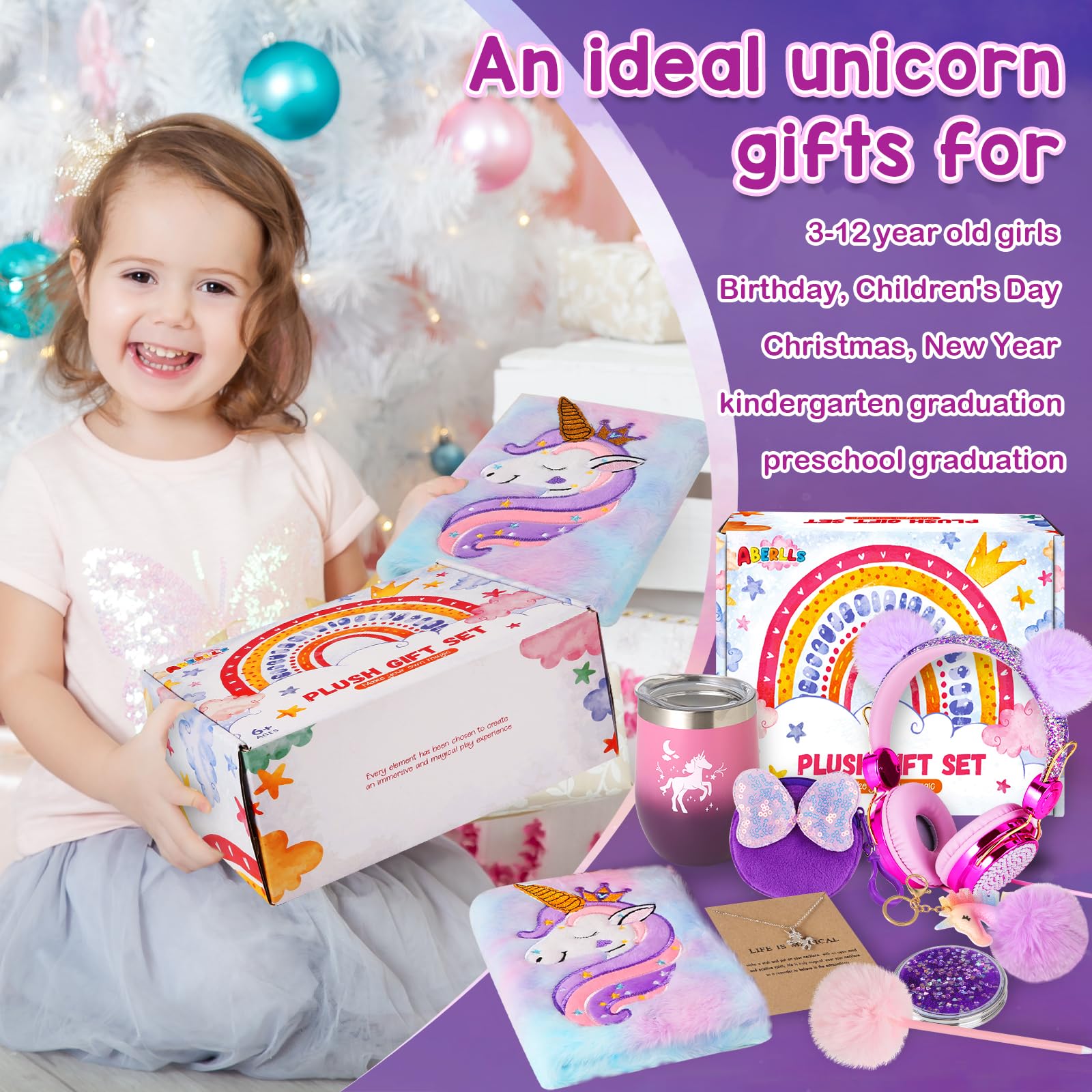 Foto 5 pulgar | Set De Regalo Con Forma De Unicornio Aberlls Para Niñas De 5 A 10 Años O Más Con Accesorios - Venta Internacional.