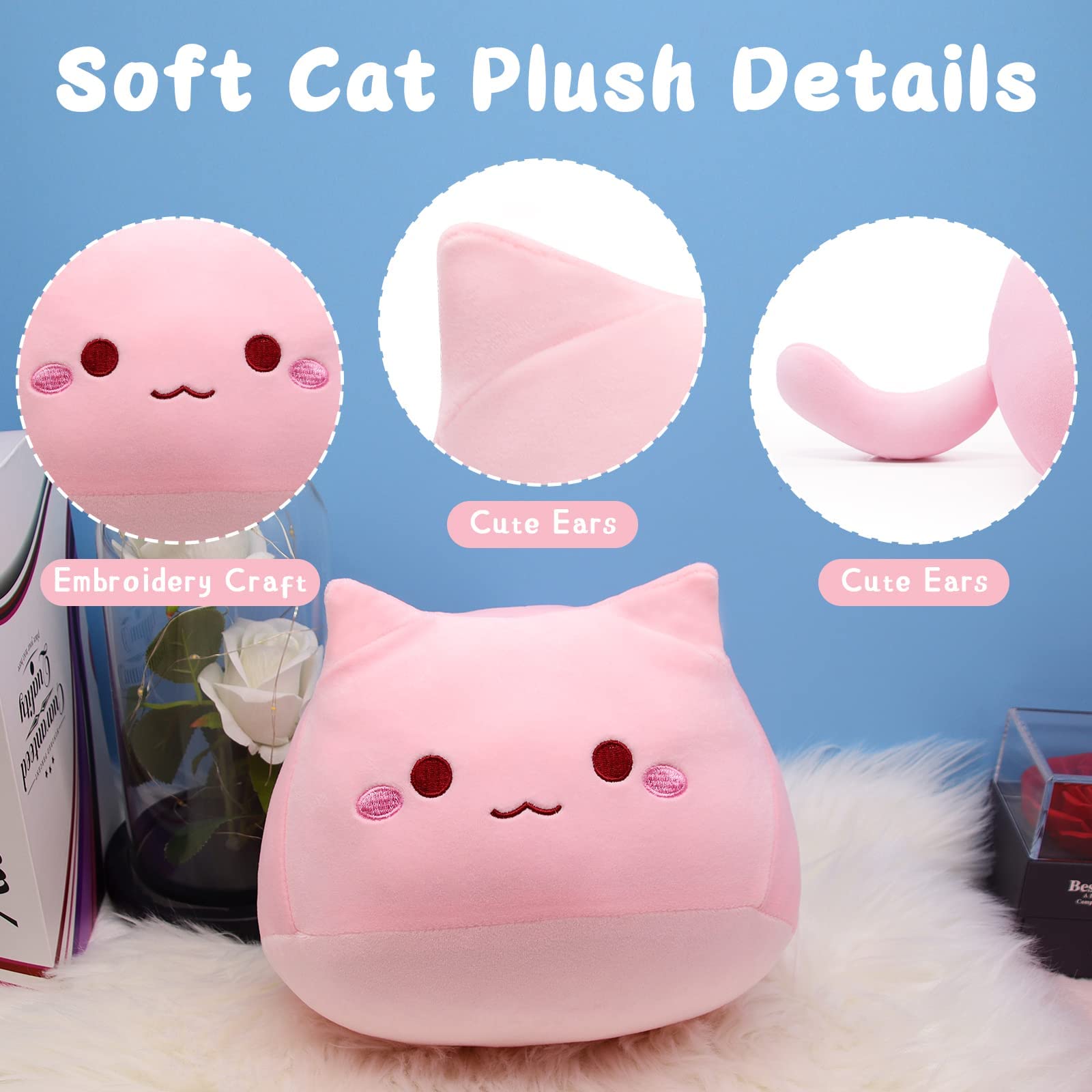 Foto 4 pulgar | Almohada de Peluche iBccly con Forma de Gato Rosa - Venta Internacional