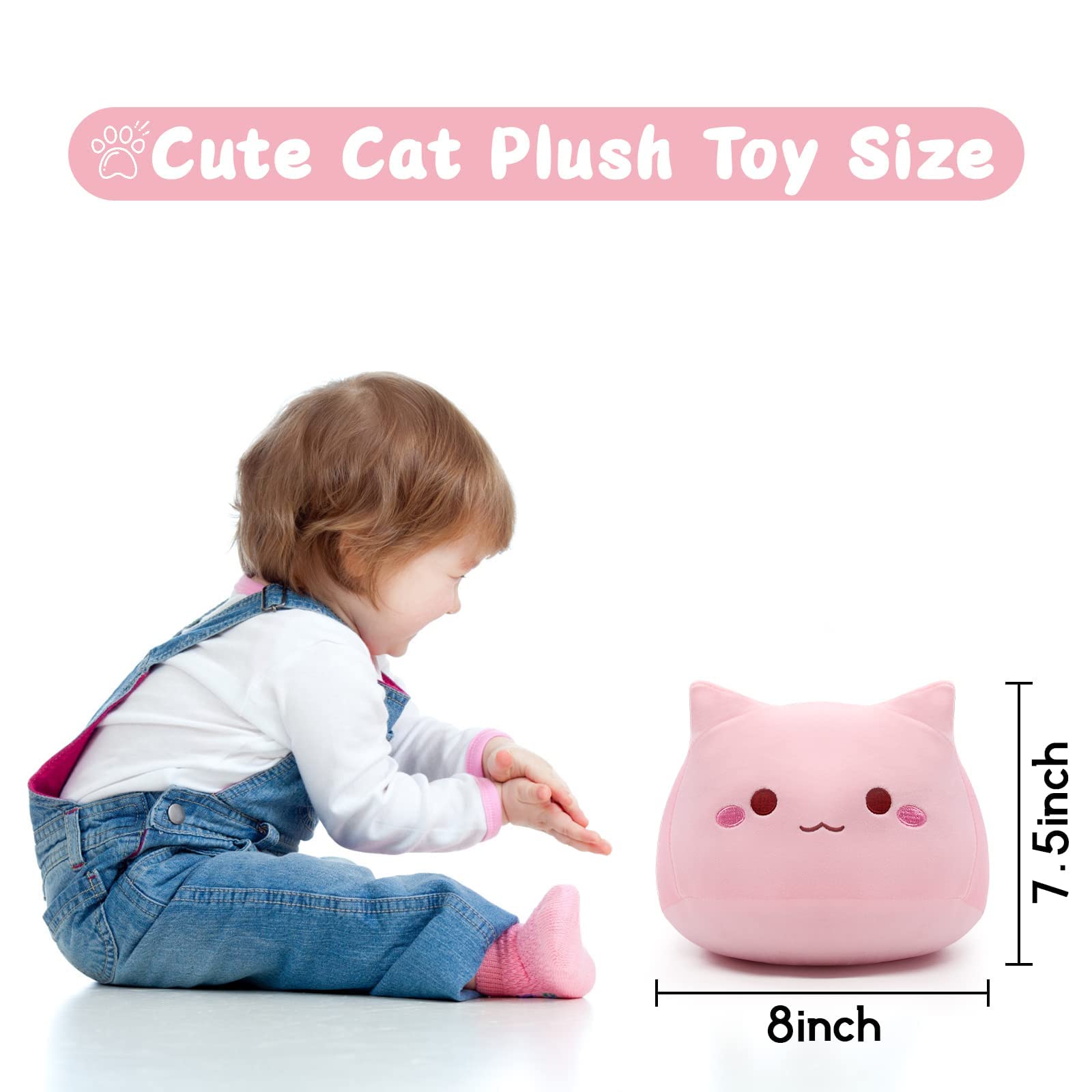 Foto 6 pulgar | Almohada de Peluche iBccly con Forma de Gato Rosa - Venta Internacional