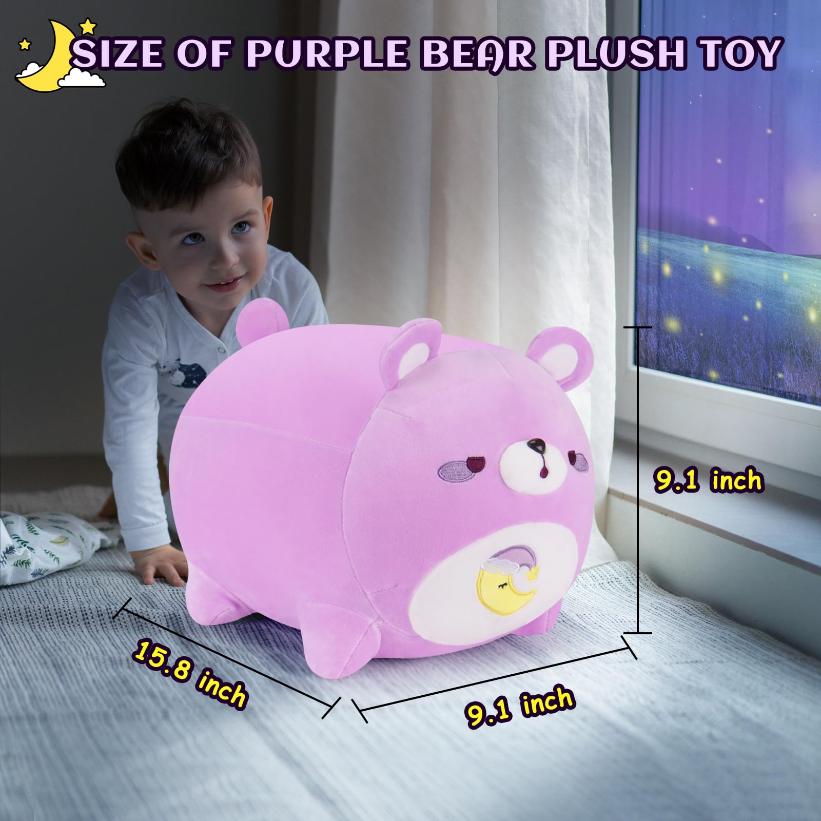 Foto 2 | Almohada de Felpa Auspicious Beginning Purple Moon Bear 40 Cm - Venta Internacional