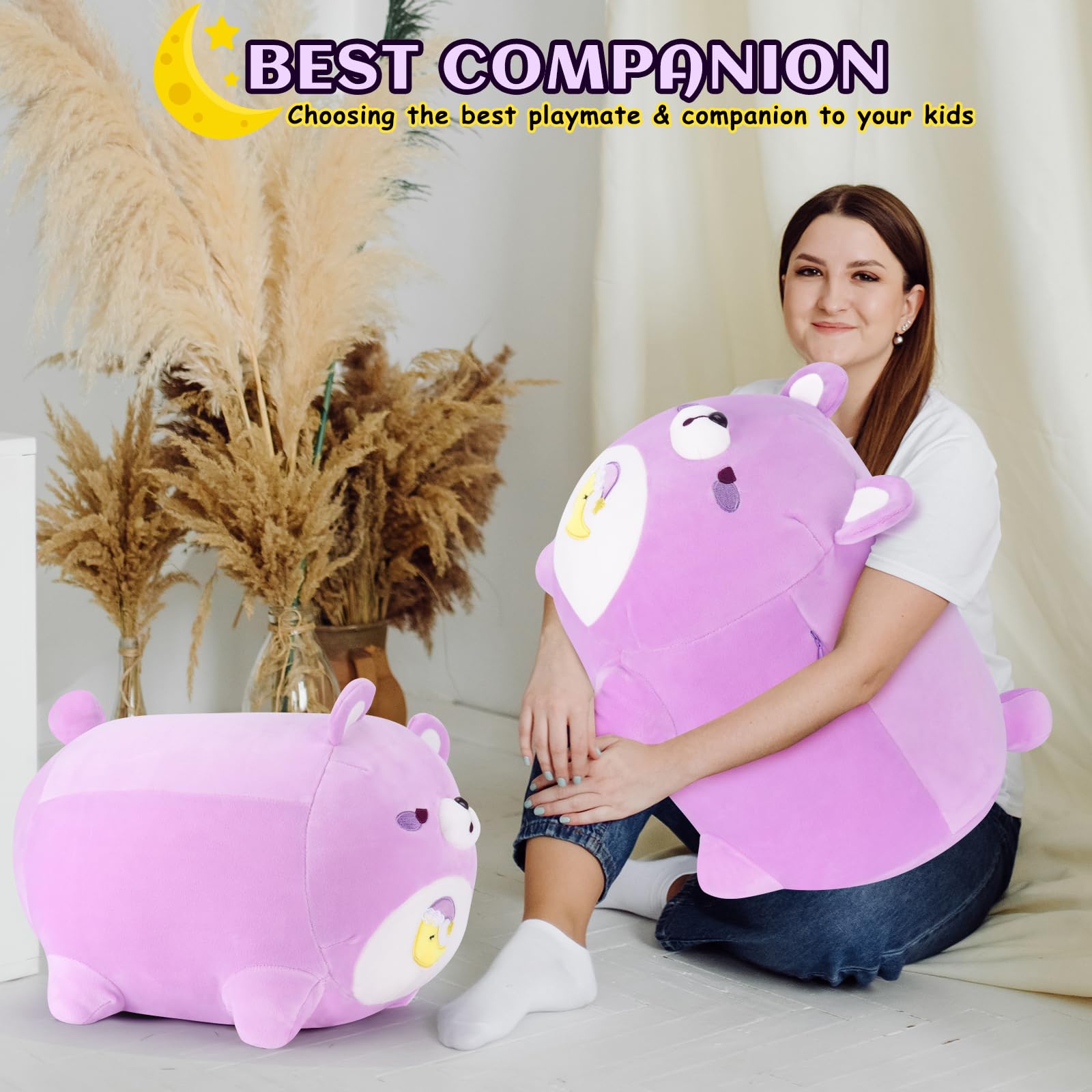 Foto 7 pulgar | Almohada de Felpa Auspicious Beginning Purple Moon Bear 40 Cm - Venta Internacional