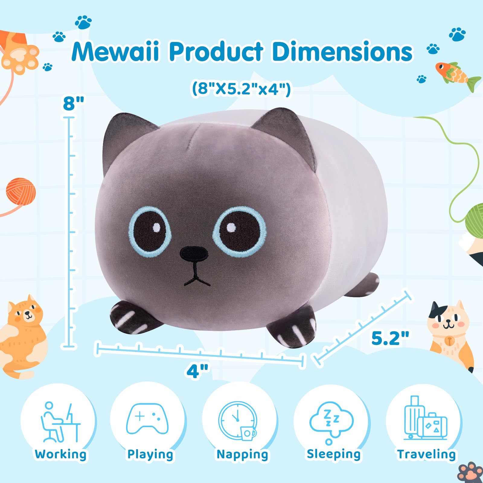 Foto 2 | Almohada de Felpa Mewaii Cute Cat Siamese de 20 cm para Niños - Venta Internacional