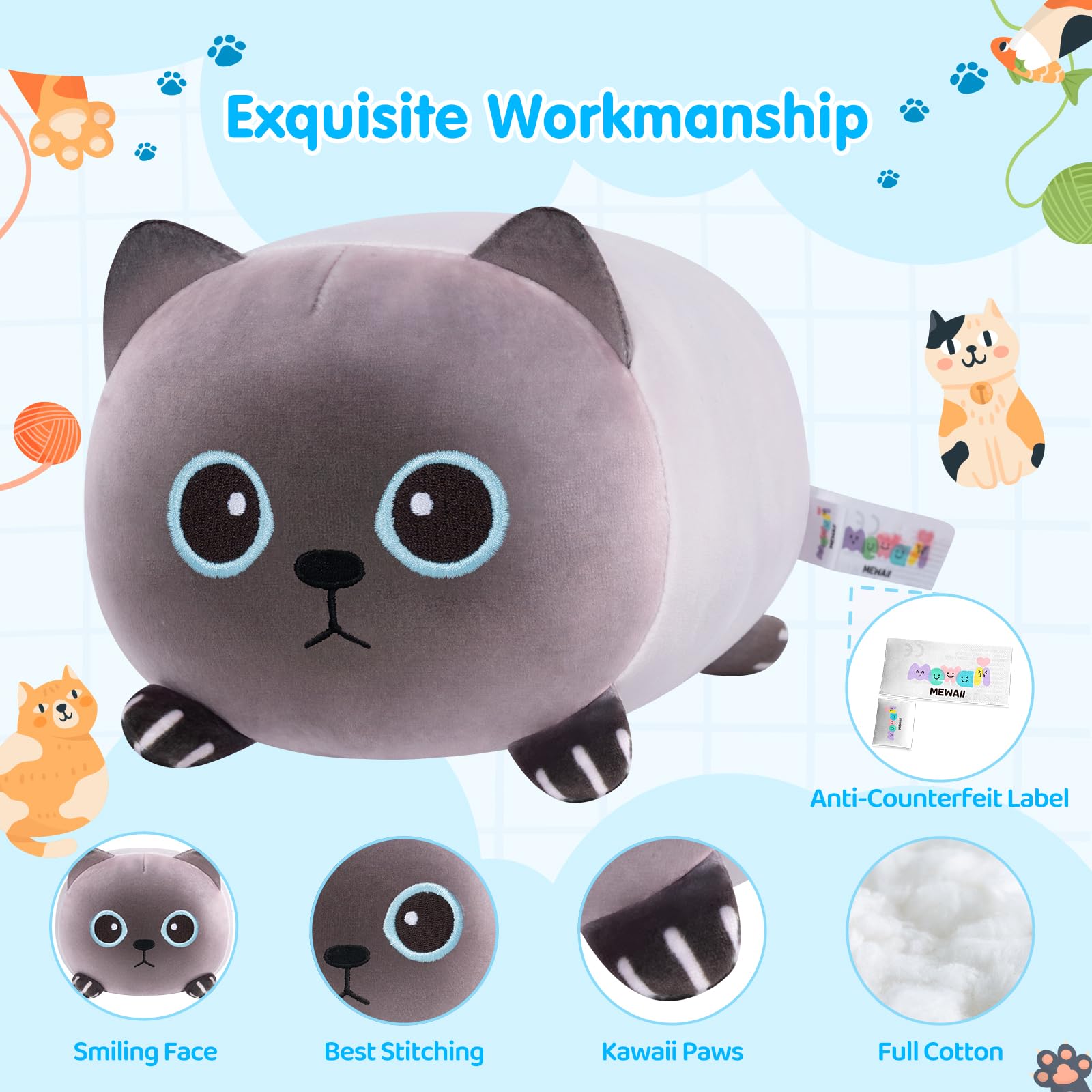 Foto 3 | Almohada de Felpa Mewaii Cute Cat Siamese de 20 cm para Niños - Venta Internacional