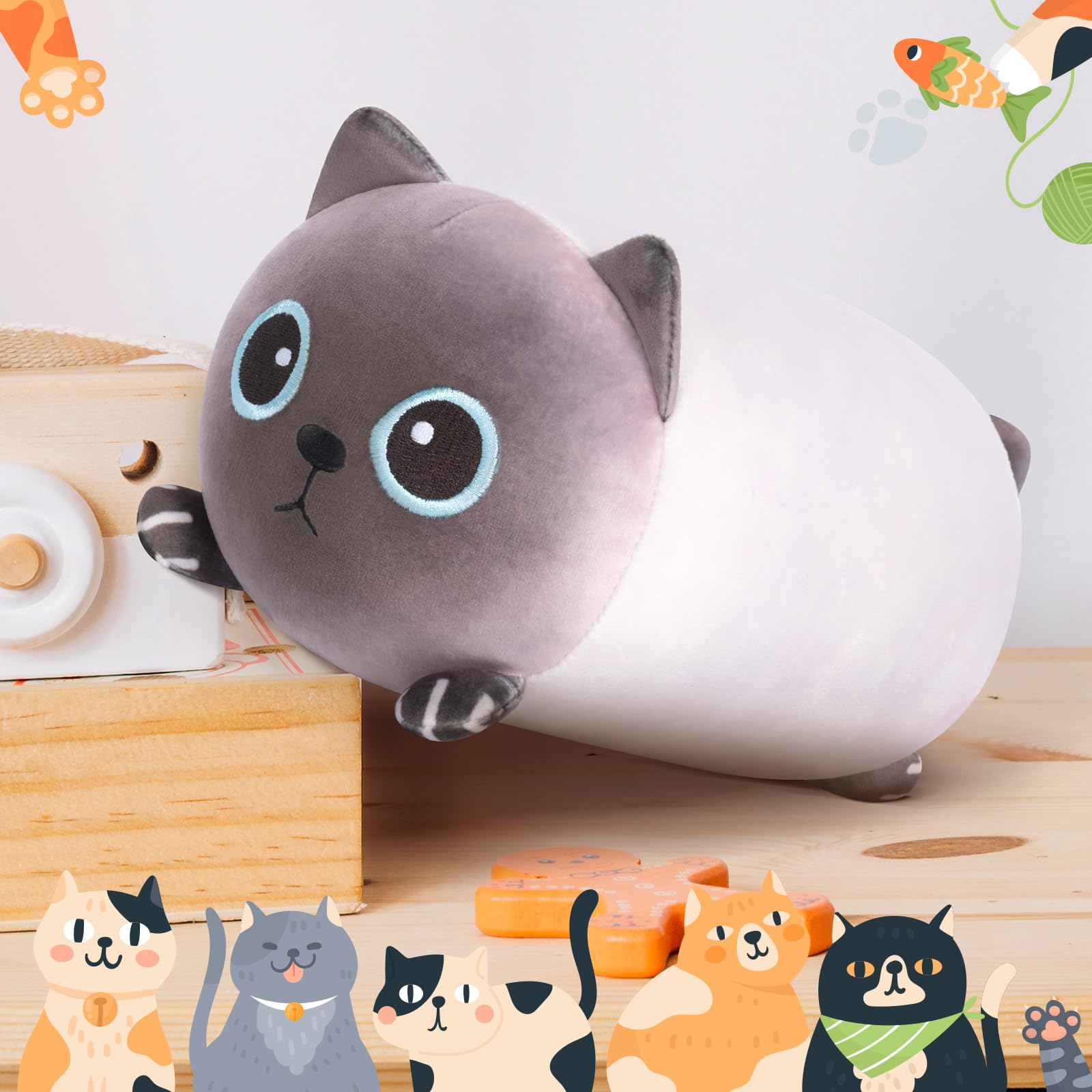 Foto 6 pulgar | Almohada de Felpa Mewaii Cute Cat Siamese de 20 cm para Niños - Venta Internacional