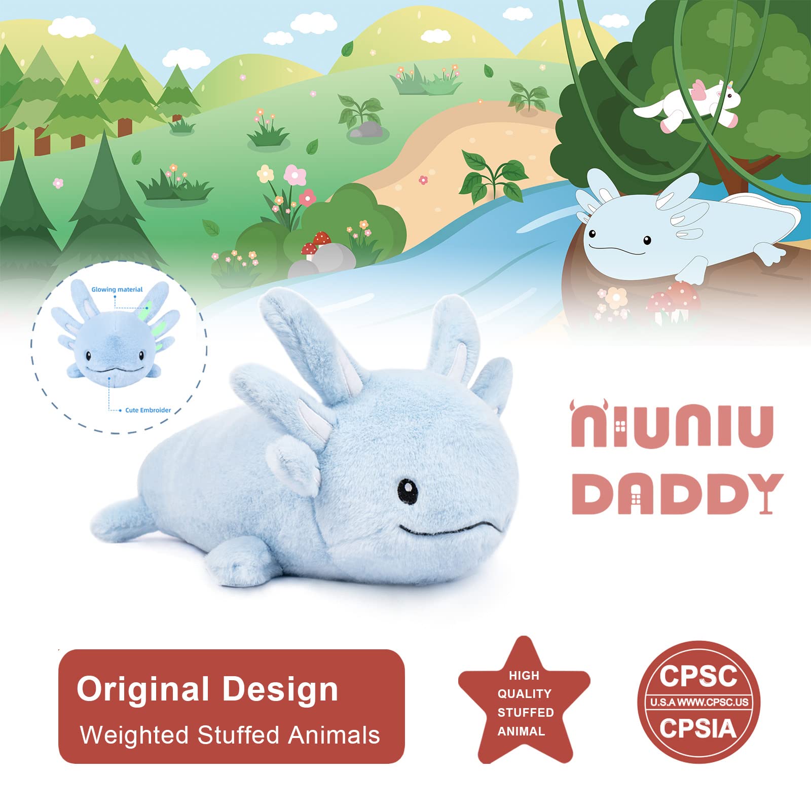 Foto 7 pulgar | Peluche Pesado Niuniu Daddy Axolotl 1,3 Kg Azul - Venta Internacional.