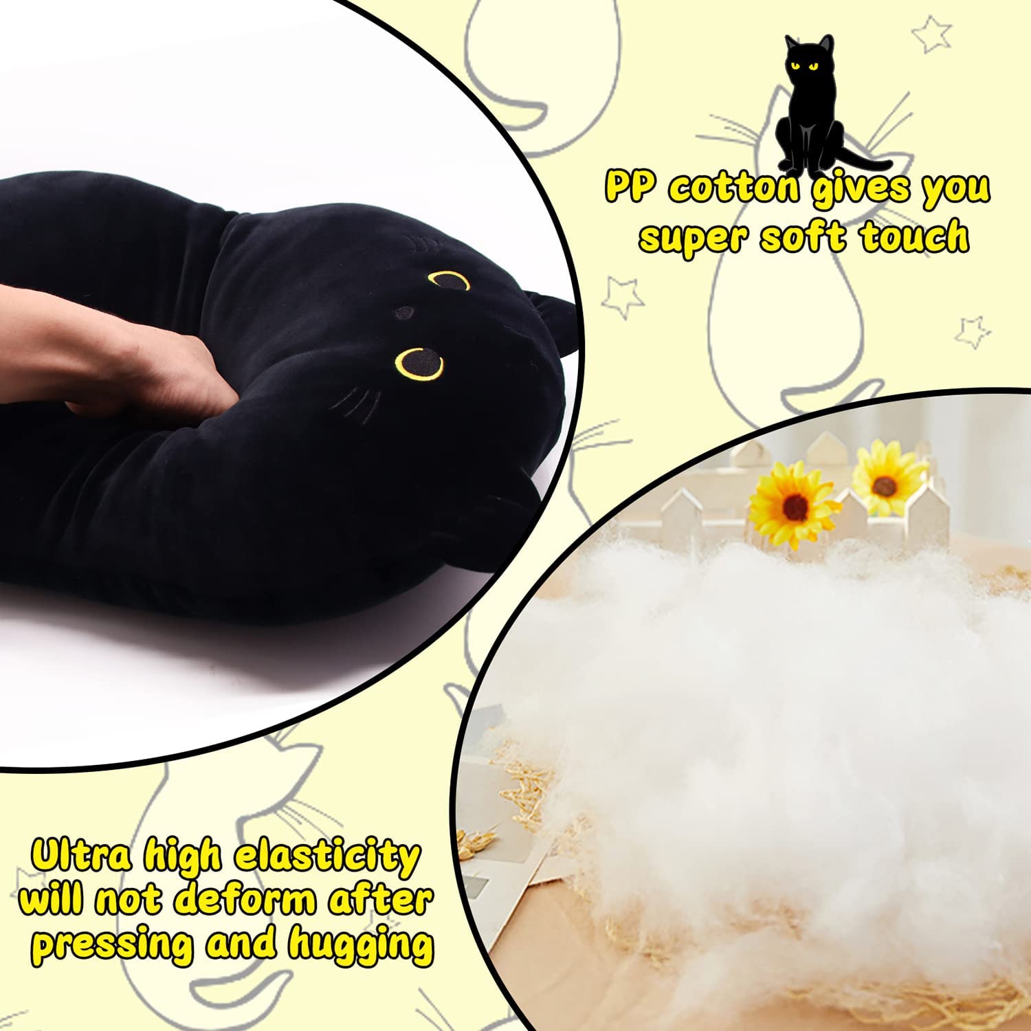 Foto 5 pulgar | Almohada de Peluche iBccly con Forma de Gato Negro para Niños - Venta Internacional