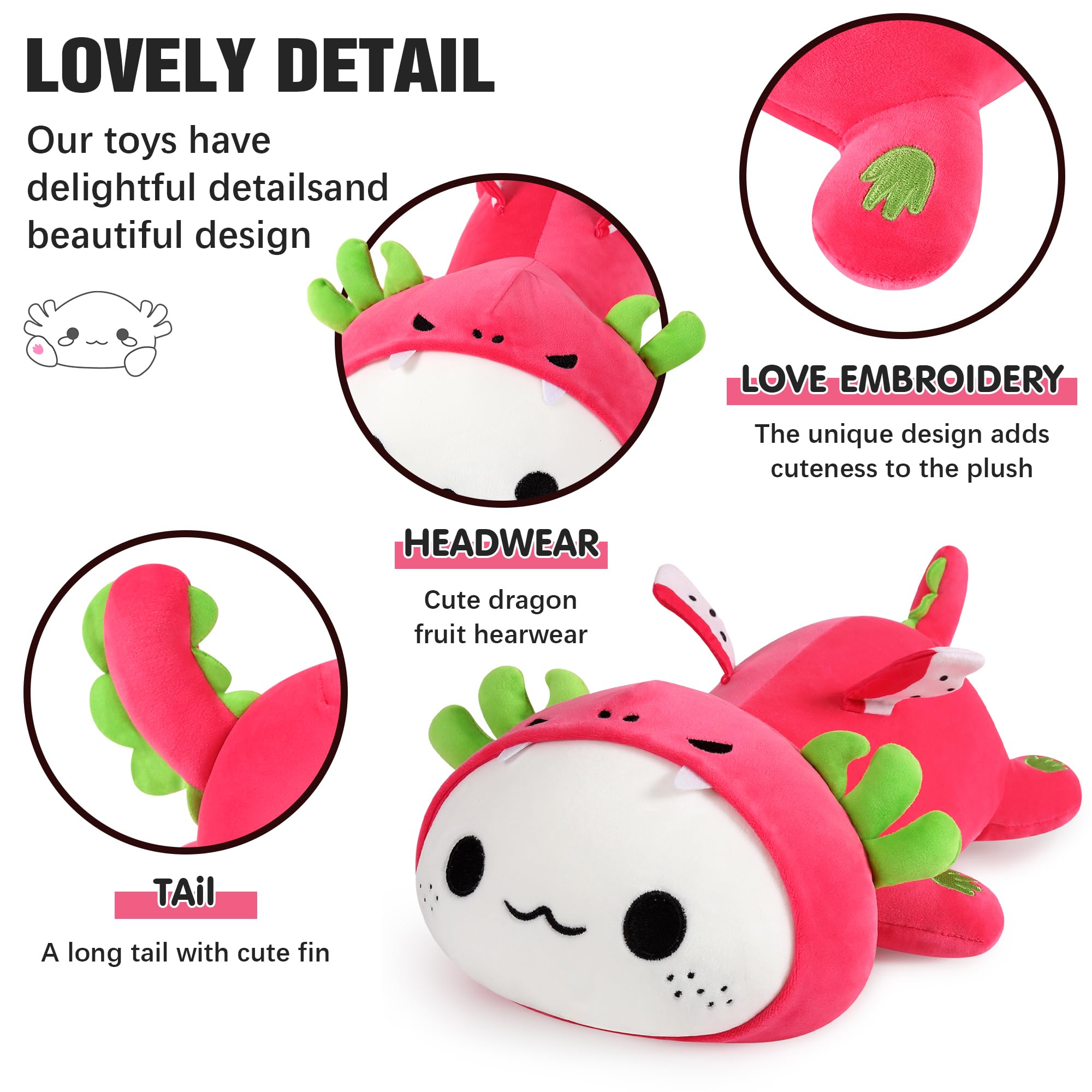 Foto 4 pulgar | Peluche Onsoyours, Bonita Fruta De Dragón Con Forma De Axolotl Para Niños, 13 Cm - Venta Internacional.