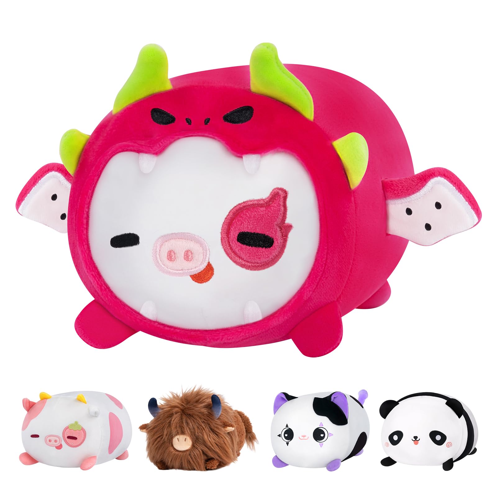 Almohada de Felpa Mewaii Vaca Fresa con Disfraz de Fruta de Dragón - Venta Internacional