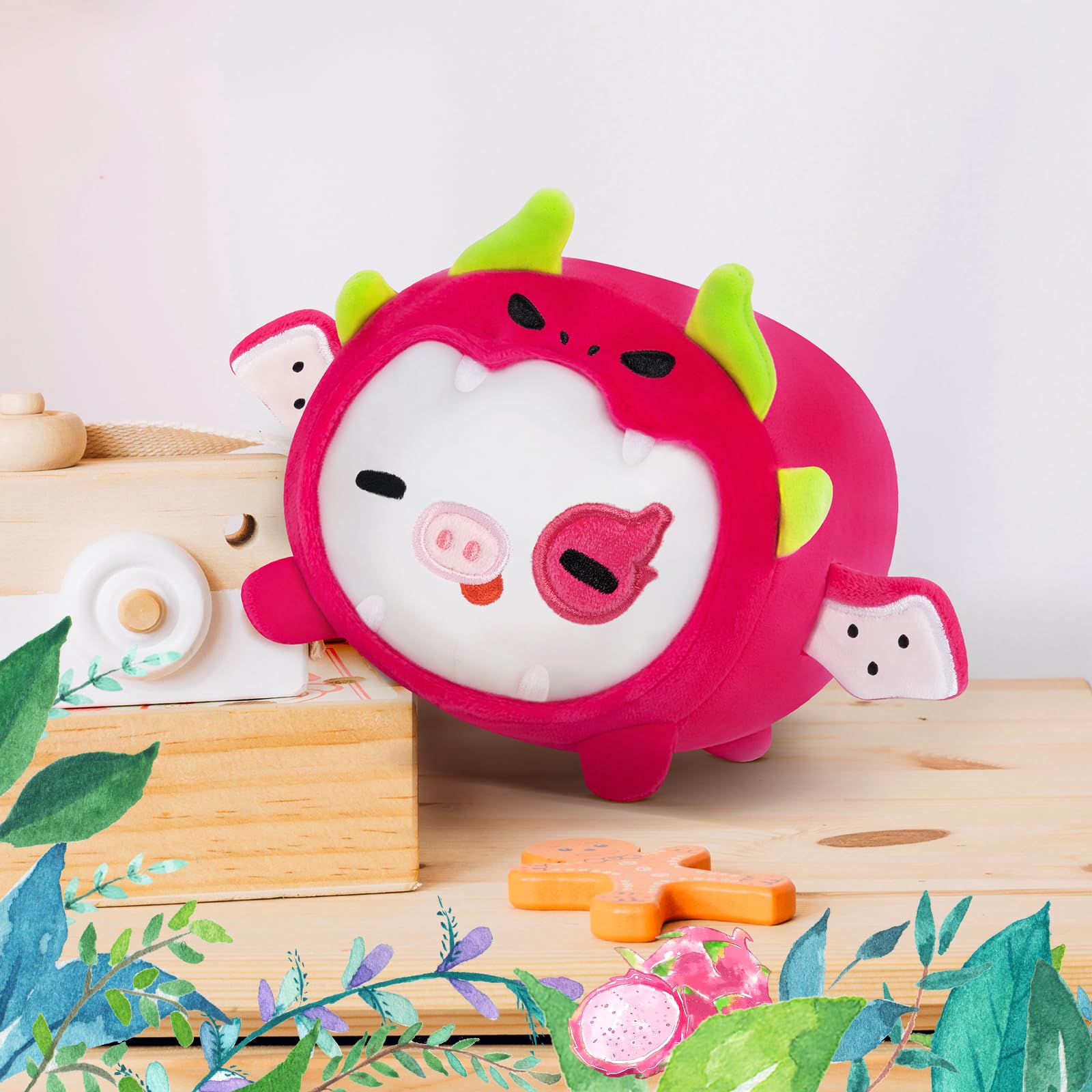 Foto 6 pulgar | Almohada de Felpa Mewaii Vaca Fresa con Disfraz de Fruta de Dragón - Venta Internacional