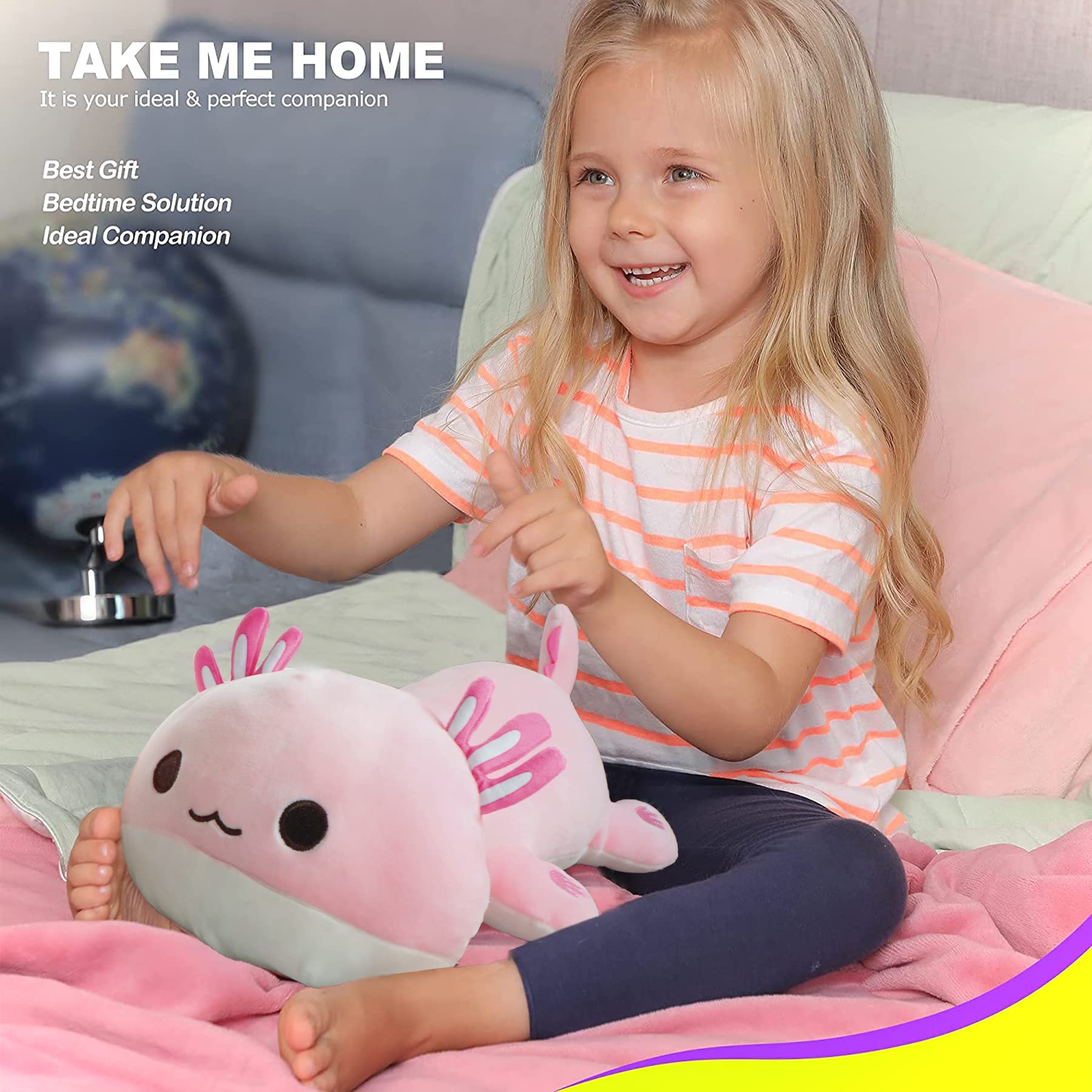 Foto 4 | Peluche Onsoyours Cute Axolotl Pink 33 Cm Para Niños - Venta Internacional.