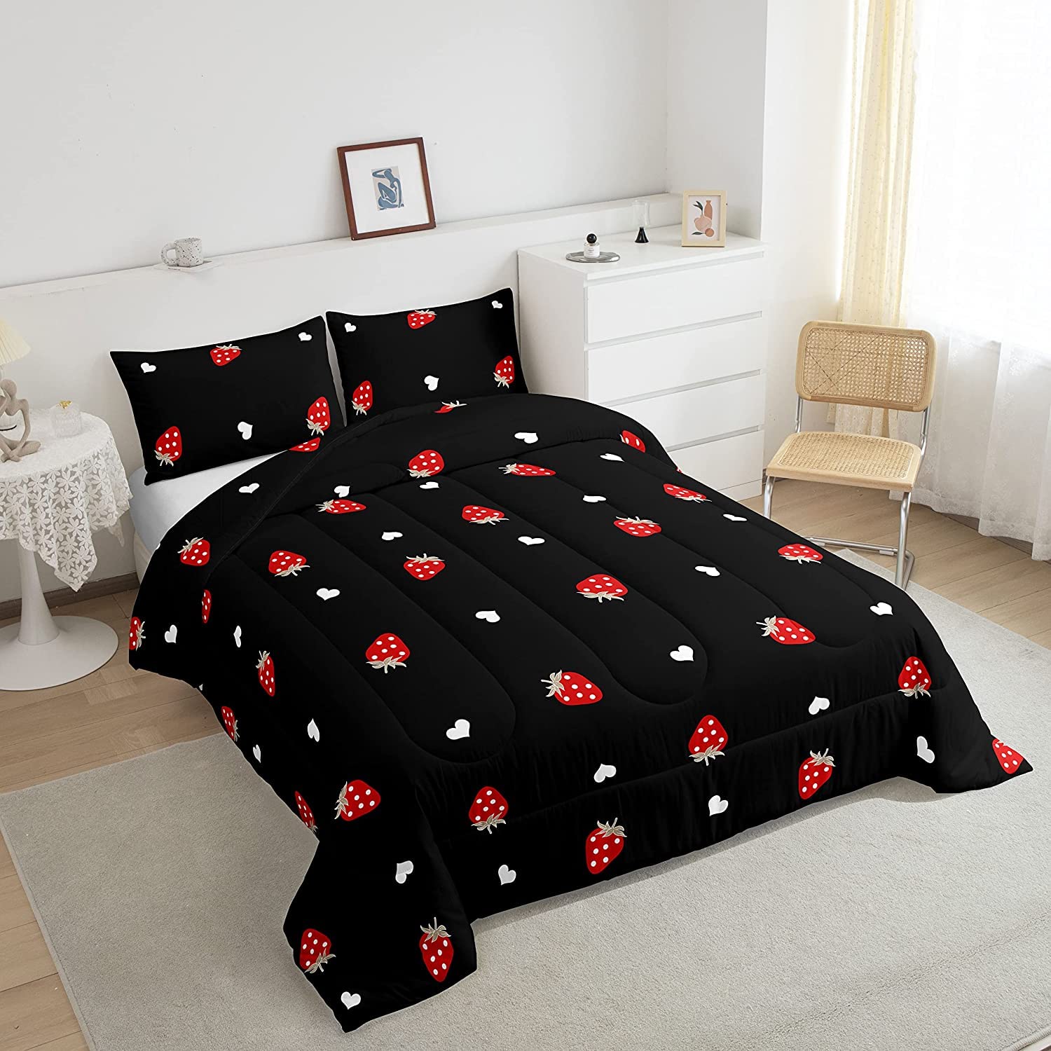 Foto 2 | Juego de Edredón Erosebridal Strawberry King Size con 2 Fundas - Venta Internacional