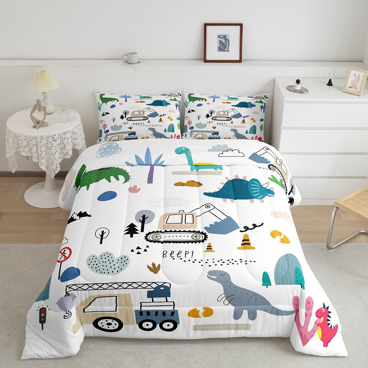 Juego de Edredón Erosebridal Cartoon Car King Size con 2 Fundas de Almohada - Venta Internacional $2,811