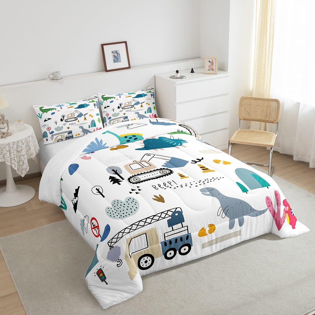 Foto 4 | Juego de Edredón Erosebridal Cartoon Car King Size con 2 Fundas de Almohada - Venta Internacional