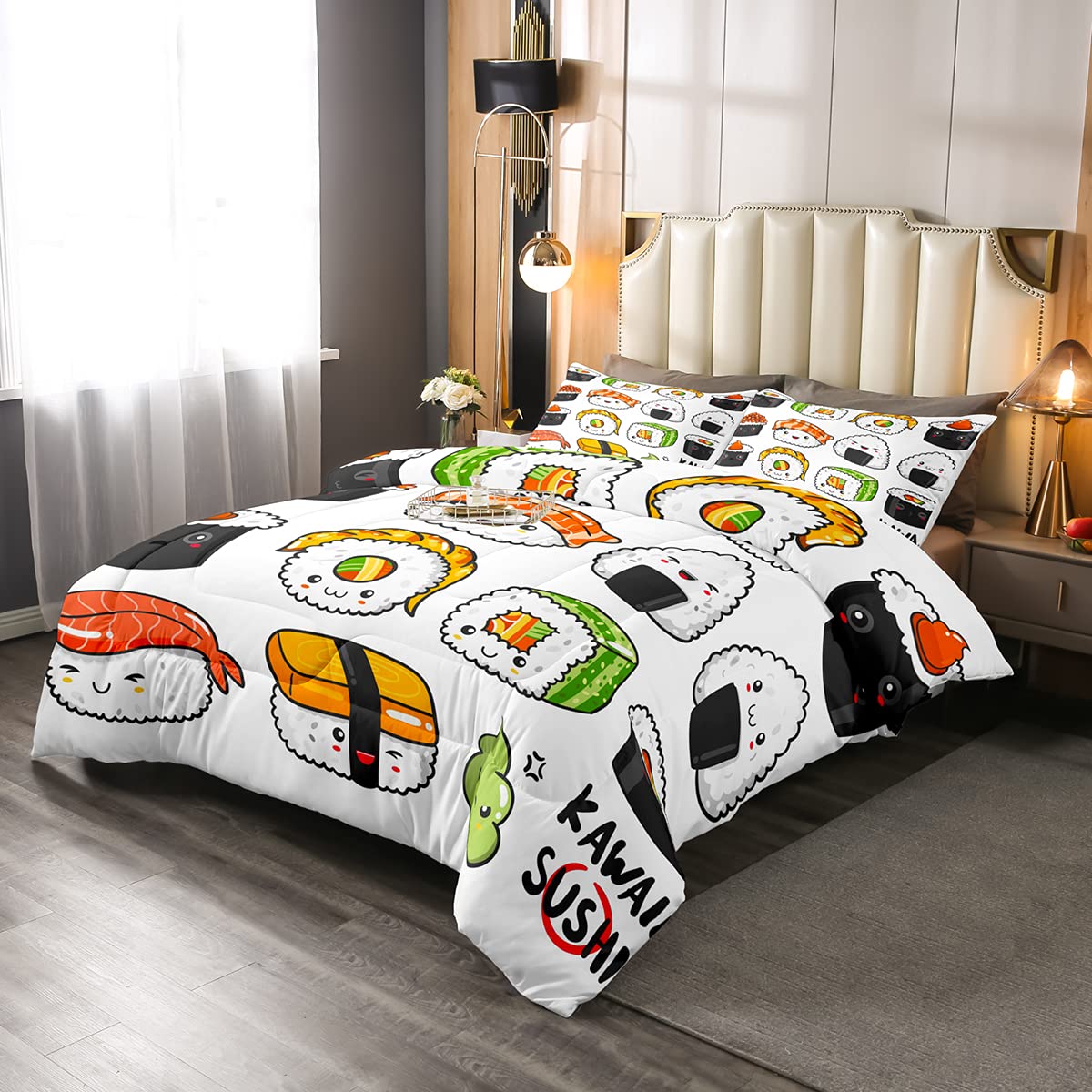 Foto 2 | Juego de Edredón Erosebridal Sushi Pattern Queen con 2 Fundas de Almohada - Venta Internacional