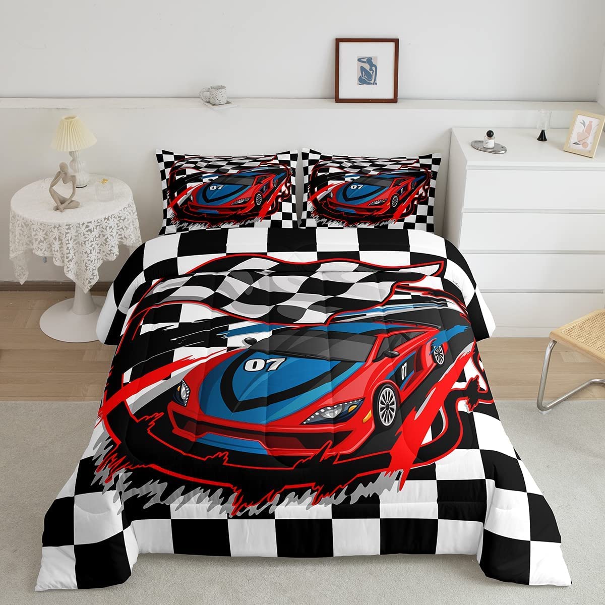 Foto 2 pulgar | Juego de Ropa de Cama Erosebridal Red Race Car King Size con Edredón - Venta Internacional