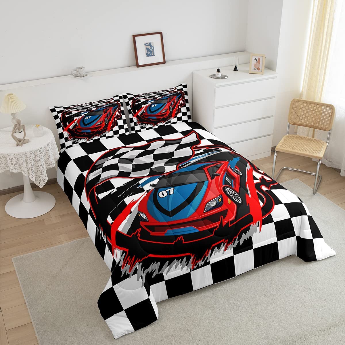 Foto 3 pulgar | Juego de Ropa de Cama Erosebridal Red Race Car King Size con Edredón - Venta Internacional