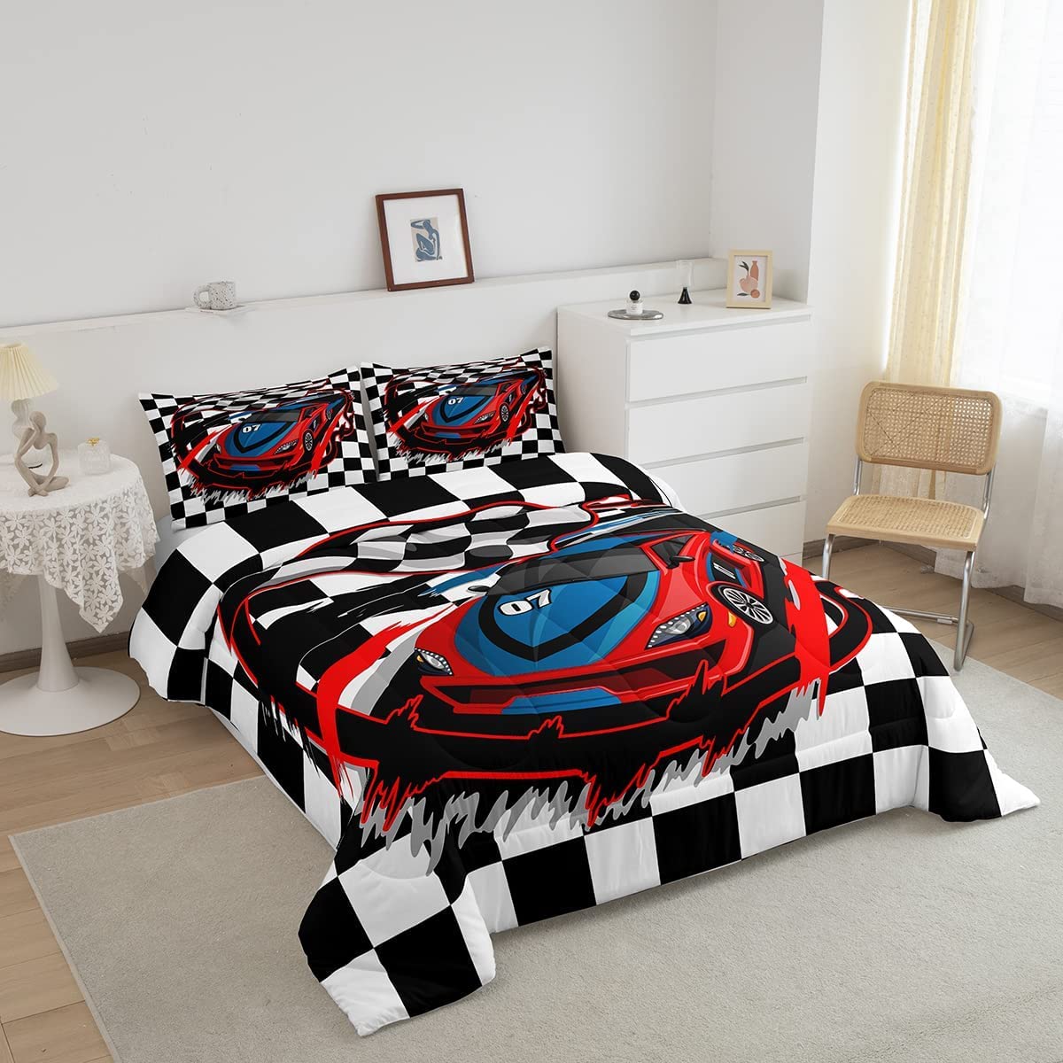 Foto 4 pulgar | Juego de Ropa de Cama Erosebridal Red Race Car King Size con Edredón - Venta Internacional