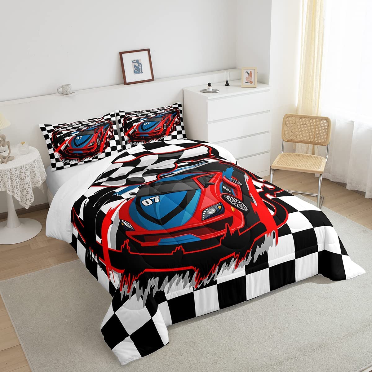 Foto 5 pulgar | Juego de Ropa de Cama Erosebridal Red Race Car King Size con Edredón - Venta Internacional