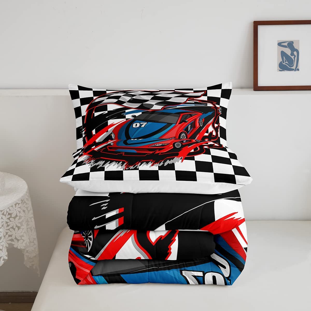 Foto 5 | Juego de Ropa de Cama Erosebridal Red Race Car King Size con Edredón - Venta Internacional