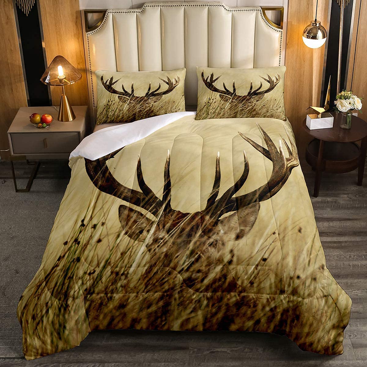 Juego de Edredón Erosebridal Antler King Size con Ciervo de Cola Blanca - Venta Internacional