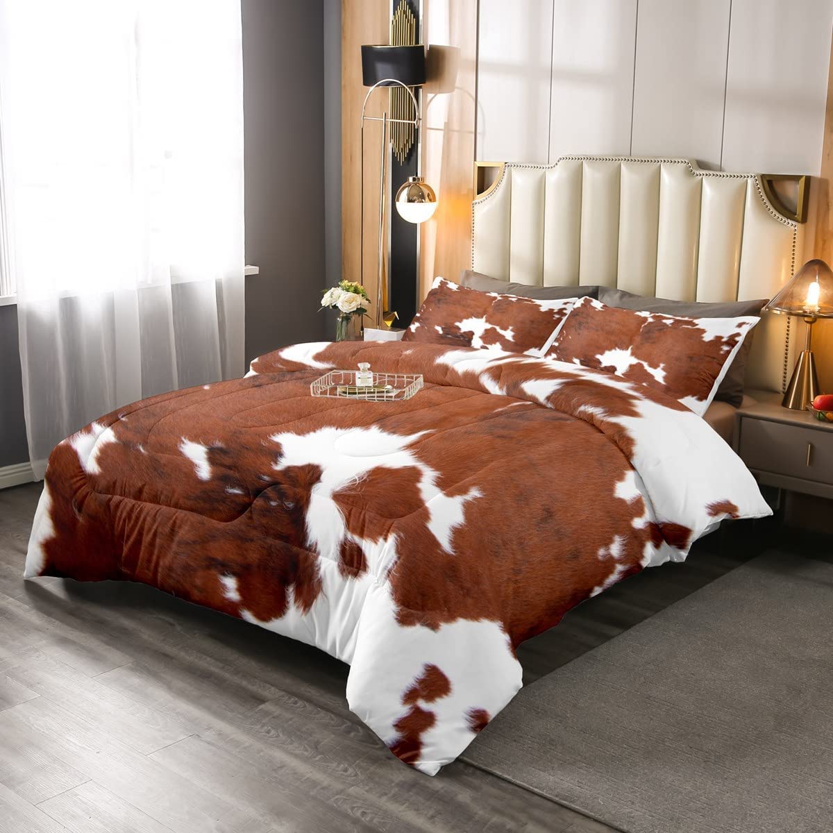 Foto 3 pulgar | Juego de Ropa de Cama Erosebridal con Estampado de Vaca Tamaño King Size y Edredón - Venta Internacional