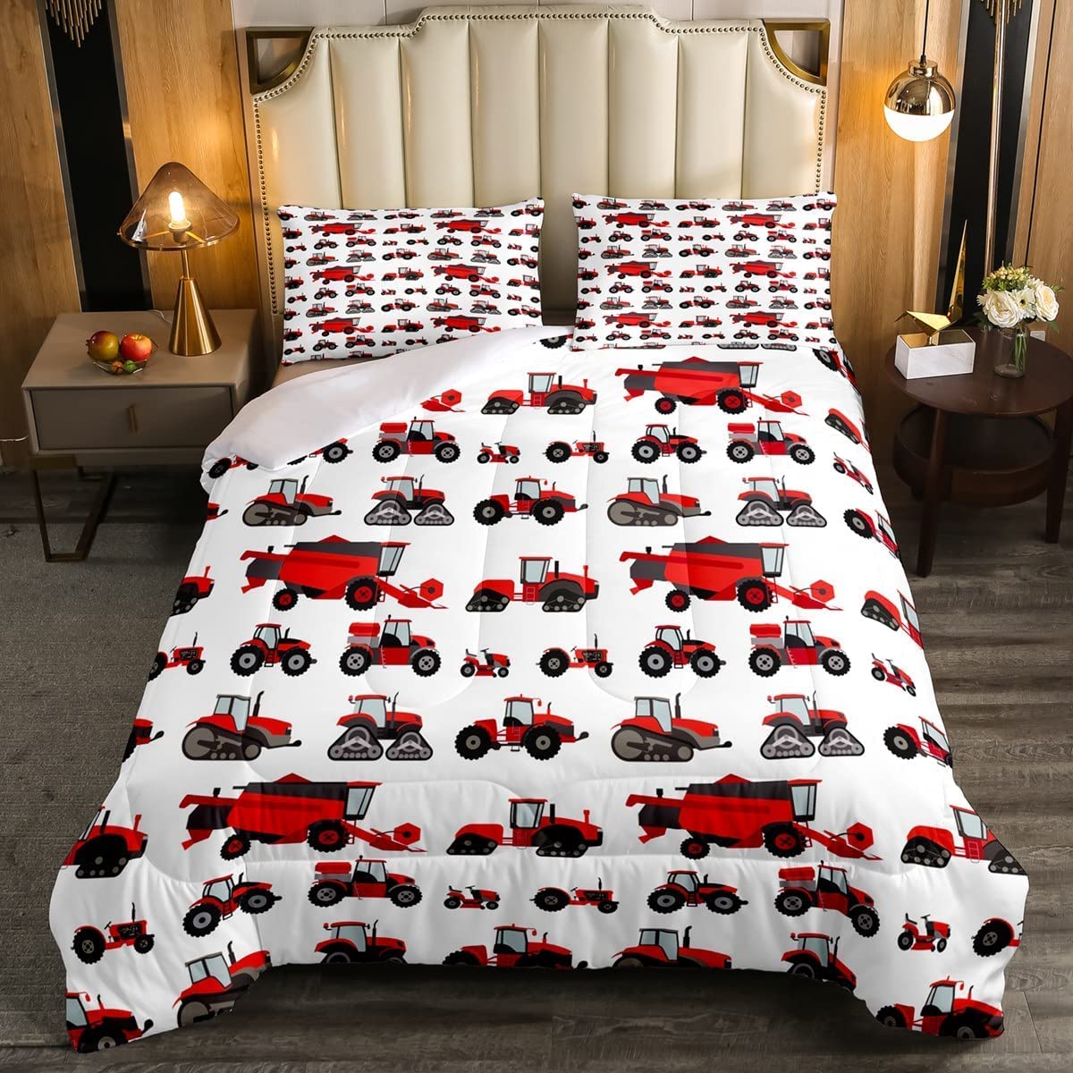 Juego de Edredón Erosebridal Red Tractor King Size con 2 Fundas De Almohada - Venta Internacional $2,682