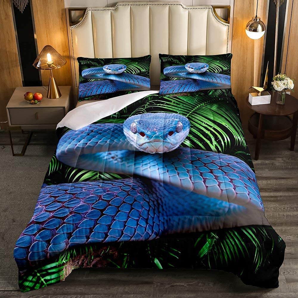 Juego de Edredón Erosebridal Snake King Blue 3d Reptile Bedding - Venta Internacional $2,811