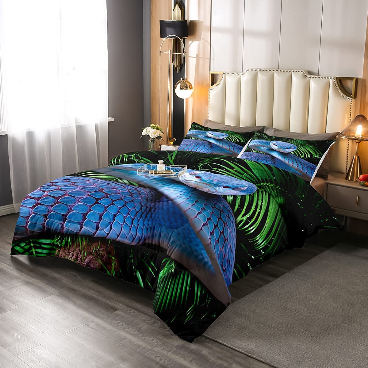 Foto 2 | Juego de Edredón Erosebridal Snake King Blue 3d Reptile Bedding - Venta Internacional