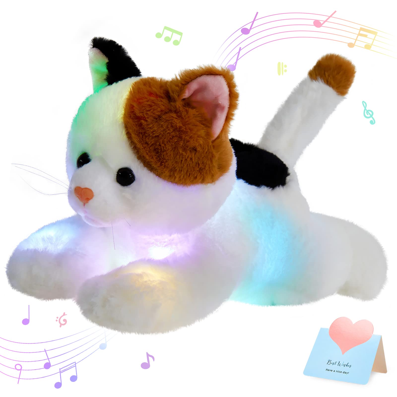 Foto 2 pulgar | Peluche Con Forma De Animal De Peluche Que Ilumina La Música, Calicó Cat, 38 Cm - Venta Internacional.