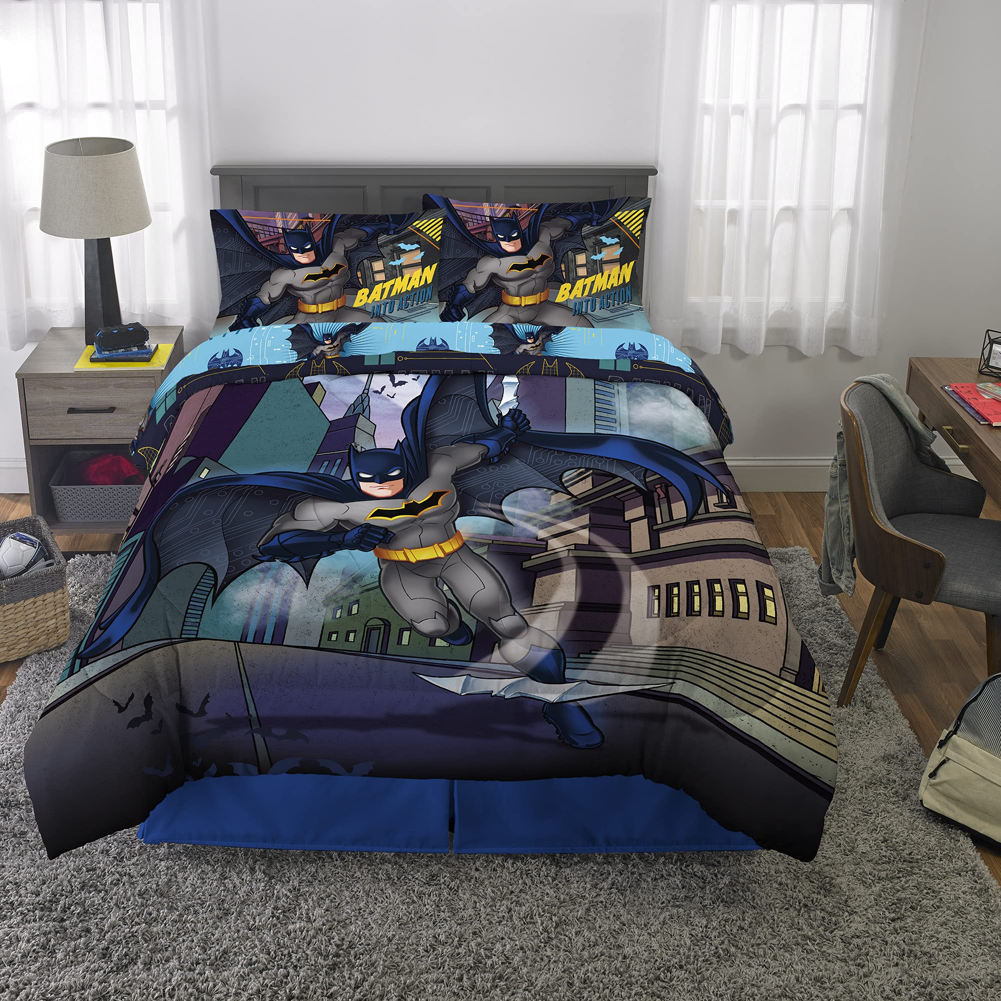 Foto 5 pulgar | Juego De Ropa De Cama Franco Batman De 5 Piezas De Tamaño Completo Con Edredón - Venta Internacional.