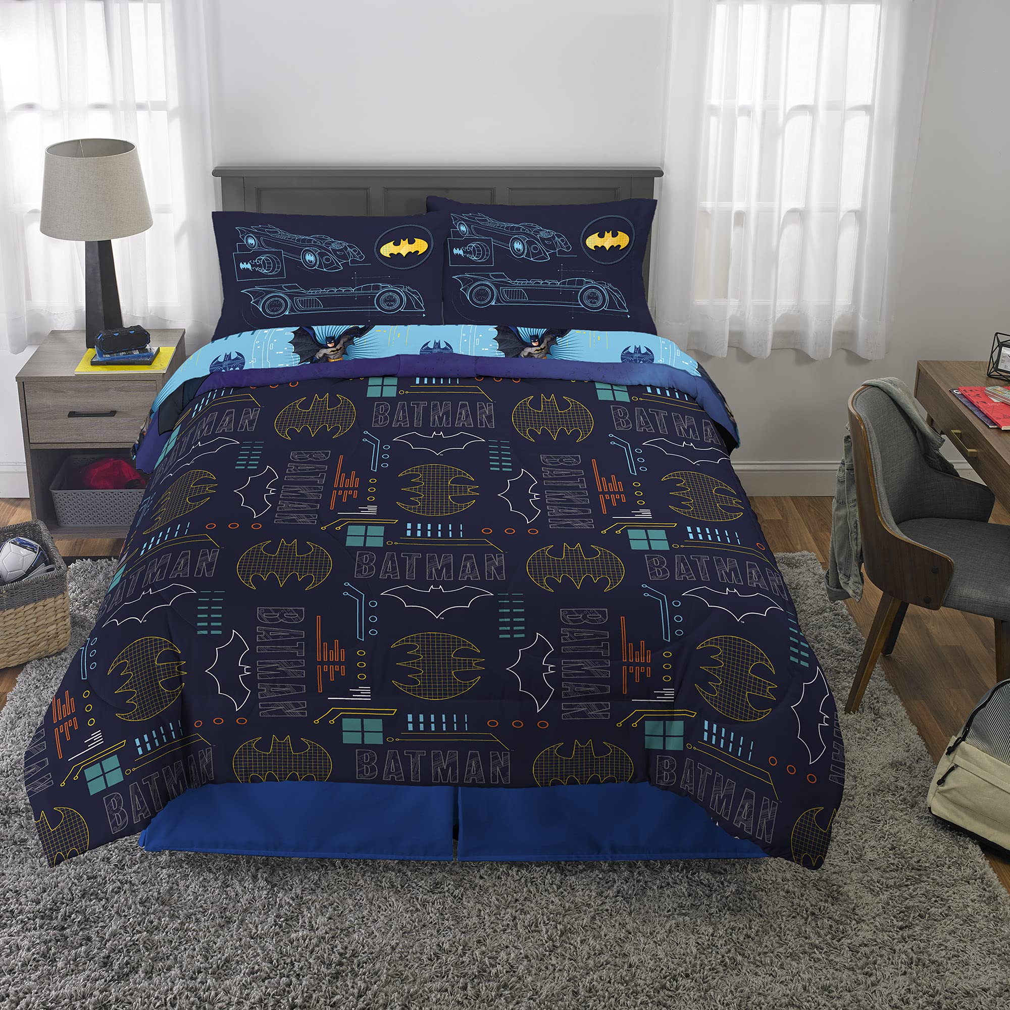 Foto 5 | Juego De Ropa De Cama Franco Batman De 5 Piezas De Tamaño Completo Con Edredón - Venta Internacional.