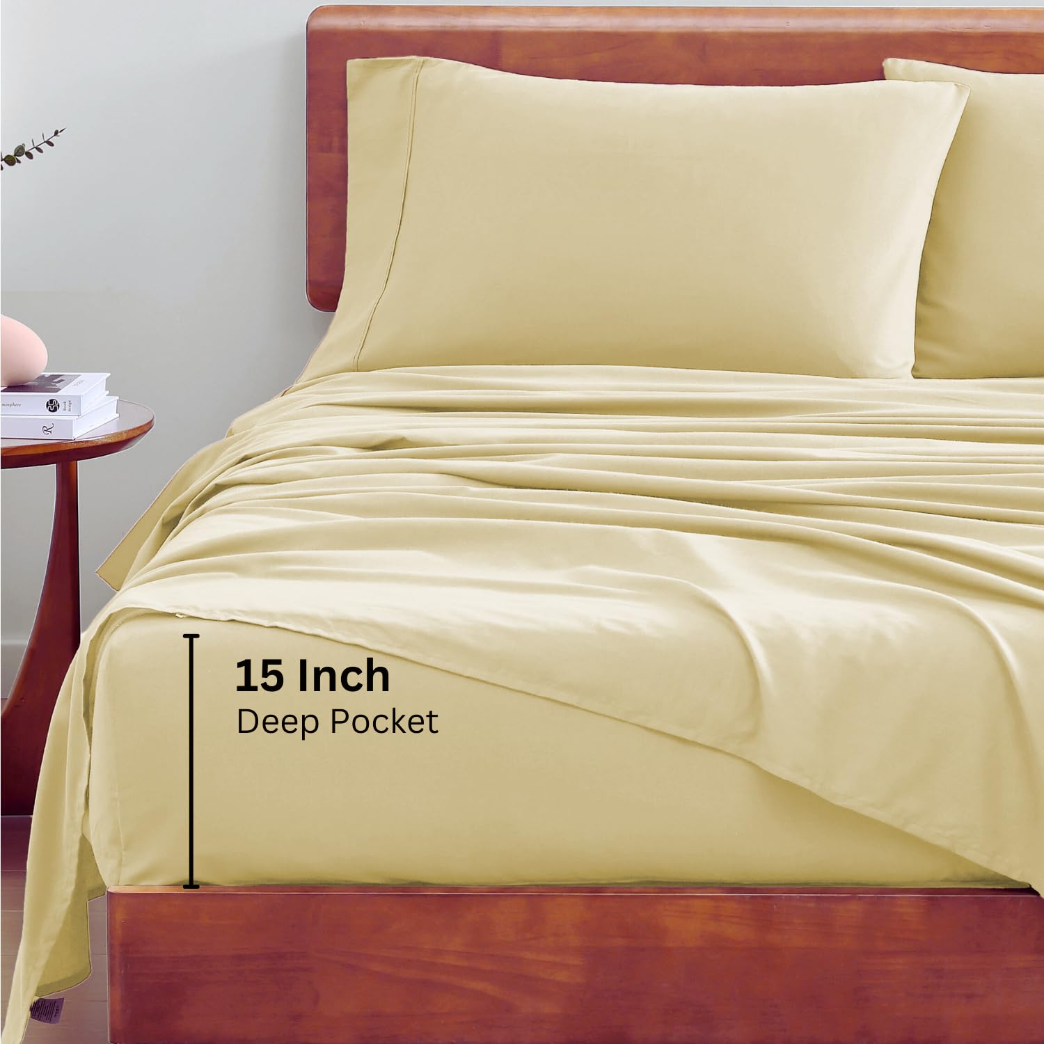 Foto 5 | Juego De Sábanas Lane Linen, 100% Algodón Orgánico, Cama Doble, Color Vainilla - Venta Internacional.