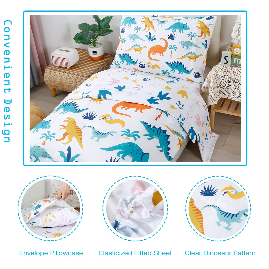 Foto 6 pulgar | Juego de Ropa de Cama con Estampado de Dinosaurios para Niños - Venta Internacional