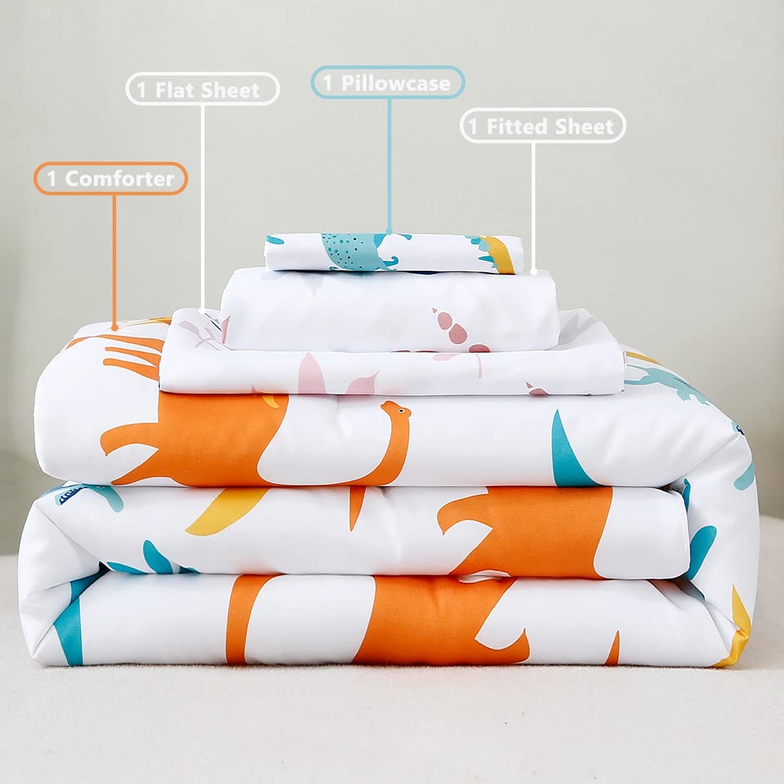 Foto 7 | Juego de Ropa de Cama con Estampado de Dinosaurios para Niños - Venta Internacional