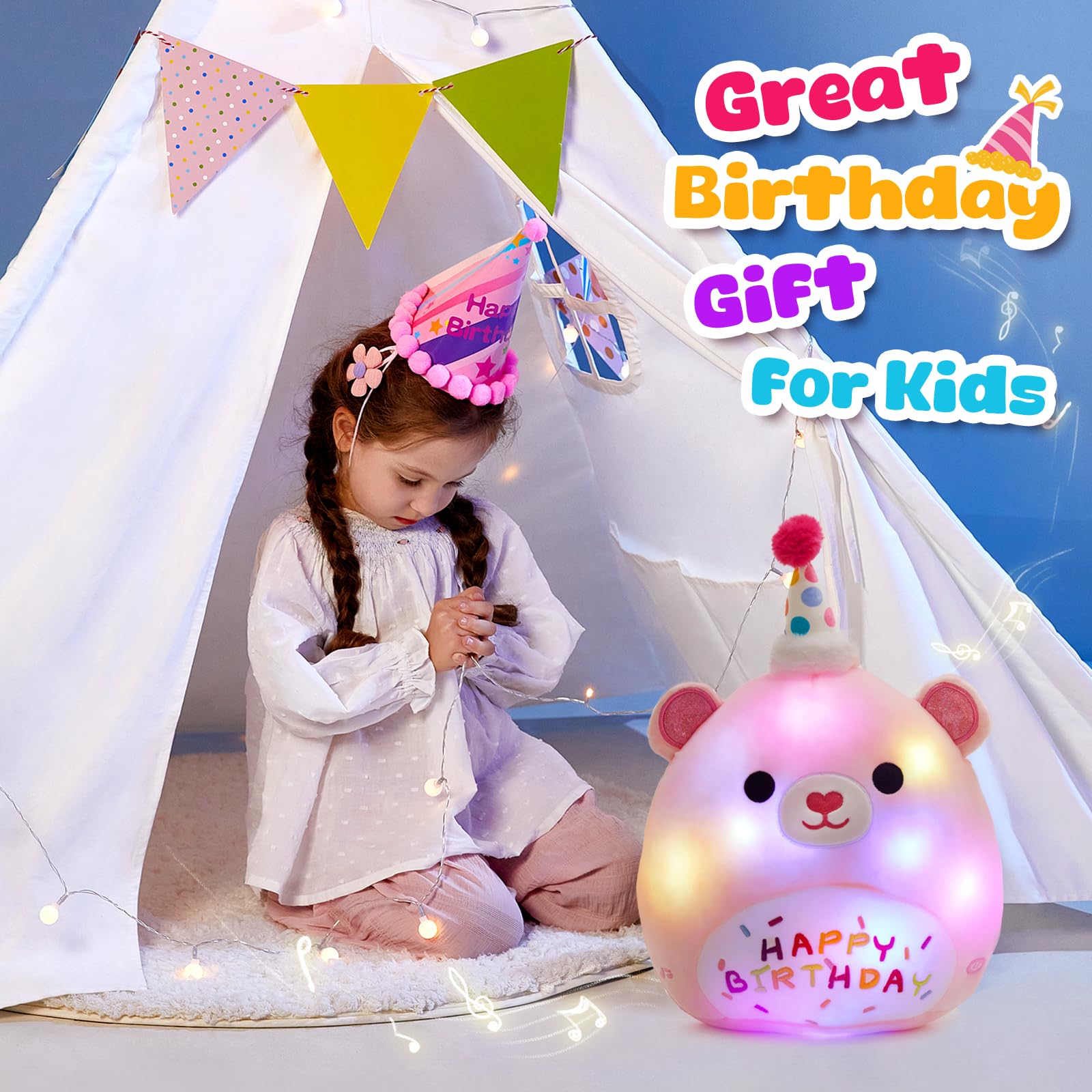 Foto 2 | Almohada De Felpa Bstaofy Light Up Music Happy Birthday Teddy Bear - Venta Internacional.