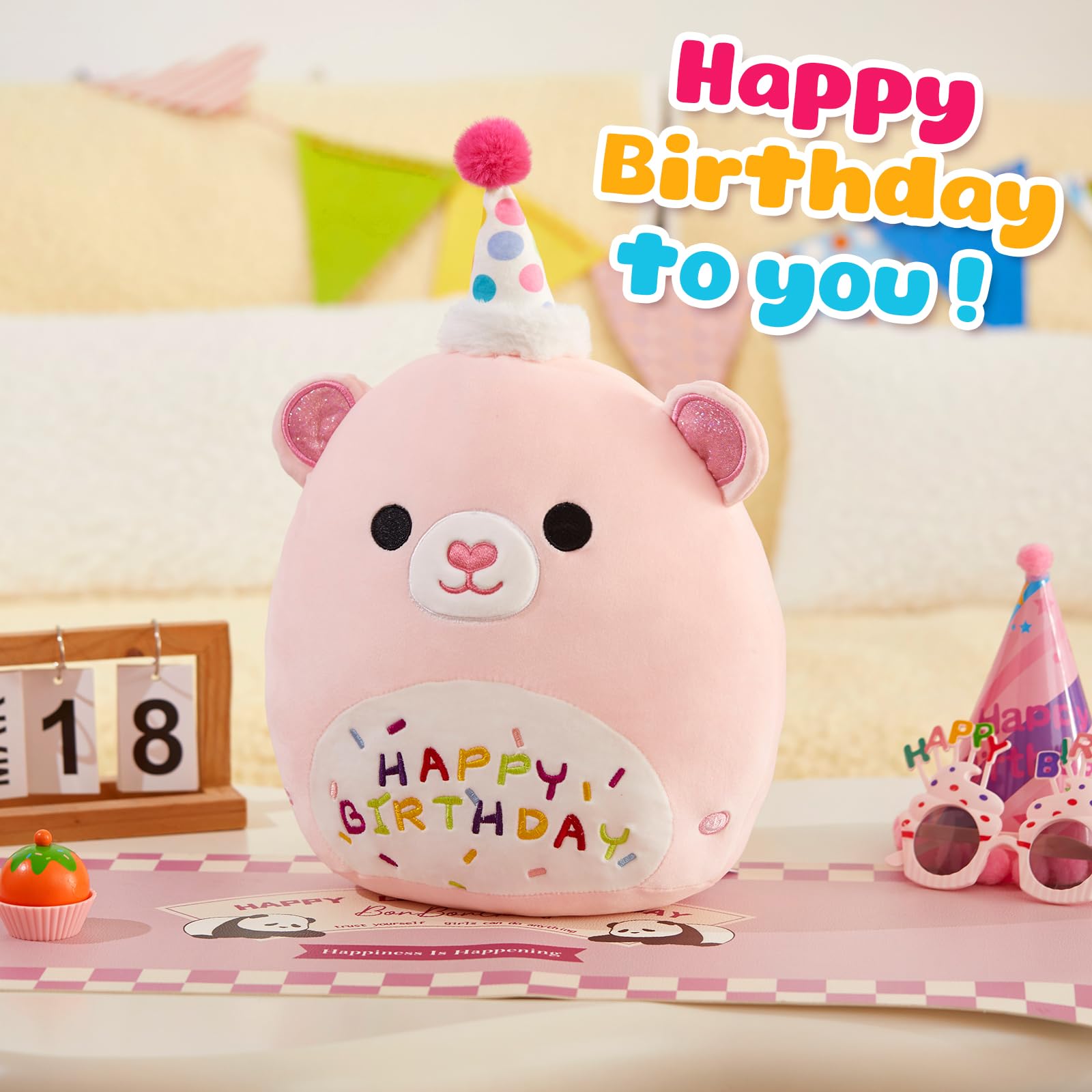 Foto 8 pulgar | Almohada De Felpa Bstaofy Light Up Music Happy Birthday Teddy Bear - Venta Internacional.