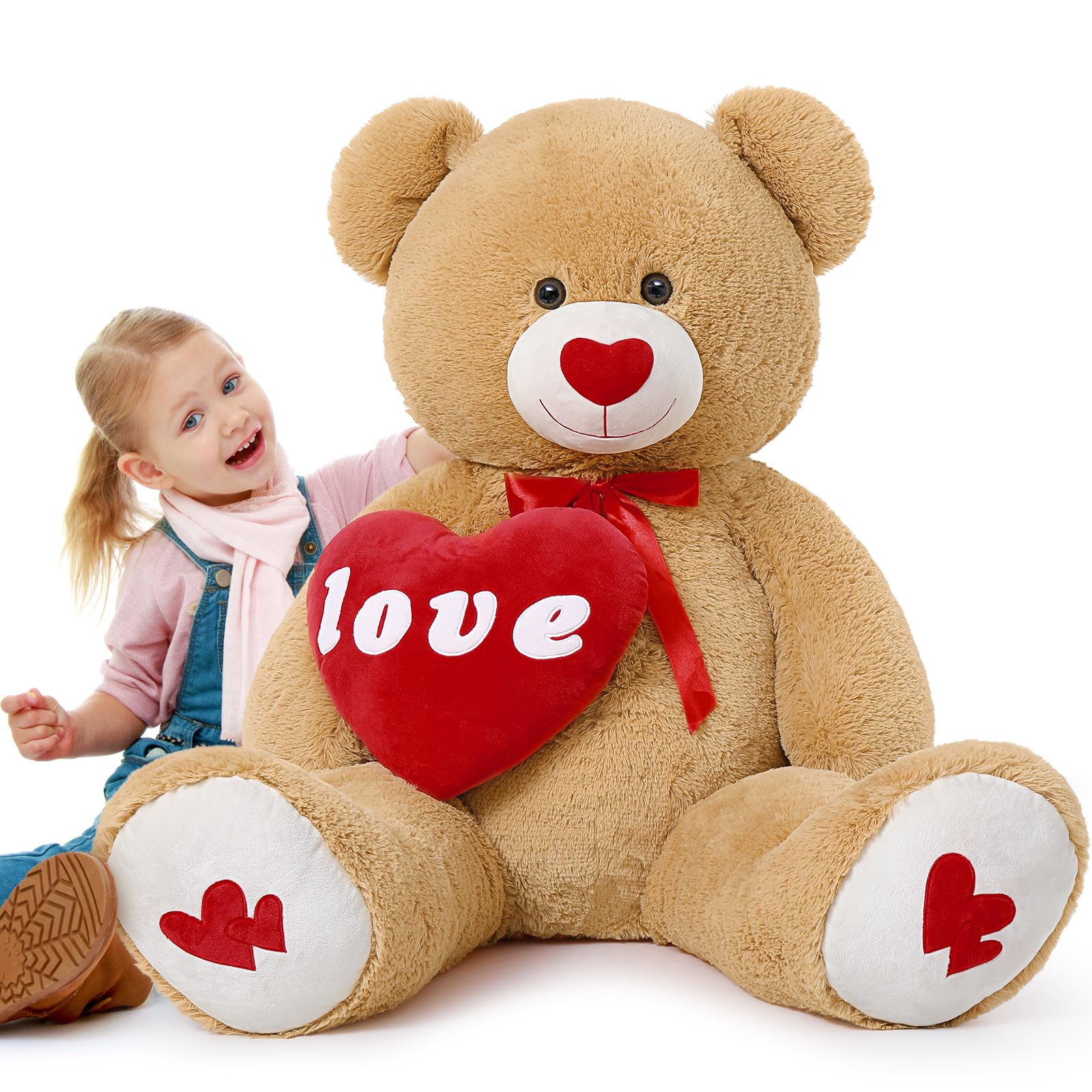 Oso De Peluche Gigante Maogolan De 130 Cm Con Almohada En Forma De Corazón Rojo - Venta Internacional.