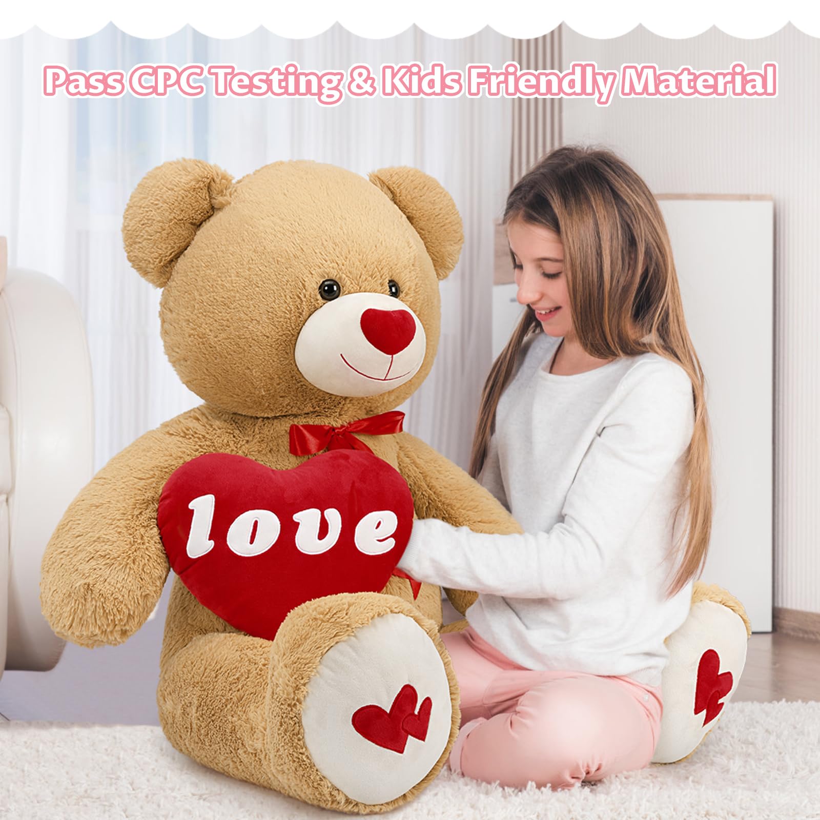 Foto 4 pulgar | Oso De Peluche Gigante Maogolan De 130 Cm Con Almohada En Forma De Corazón Rojo - Venta Internacional.