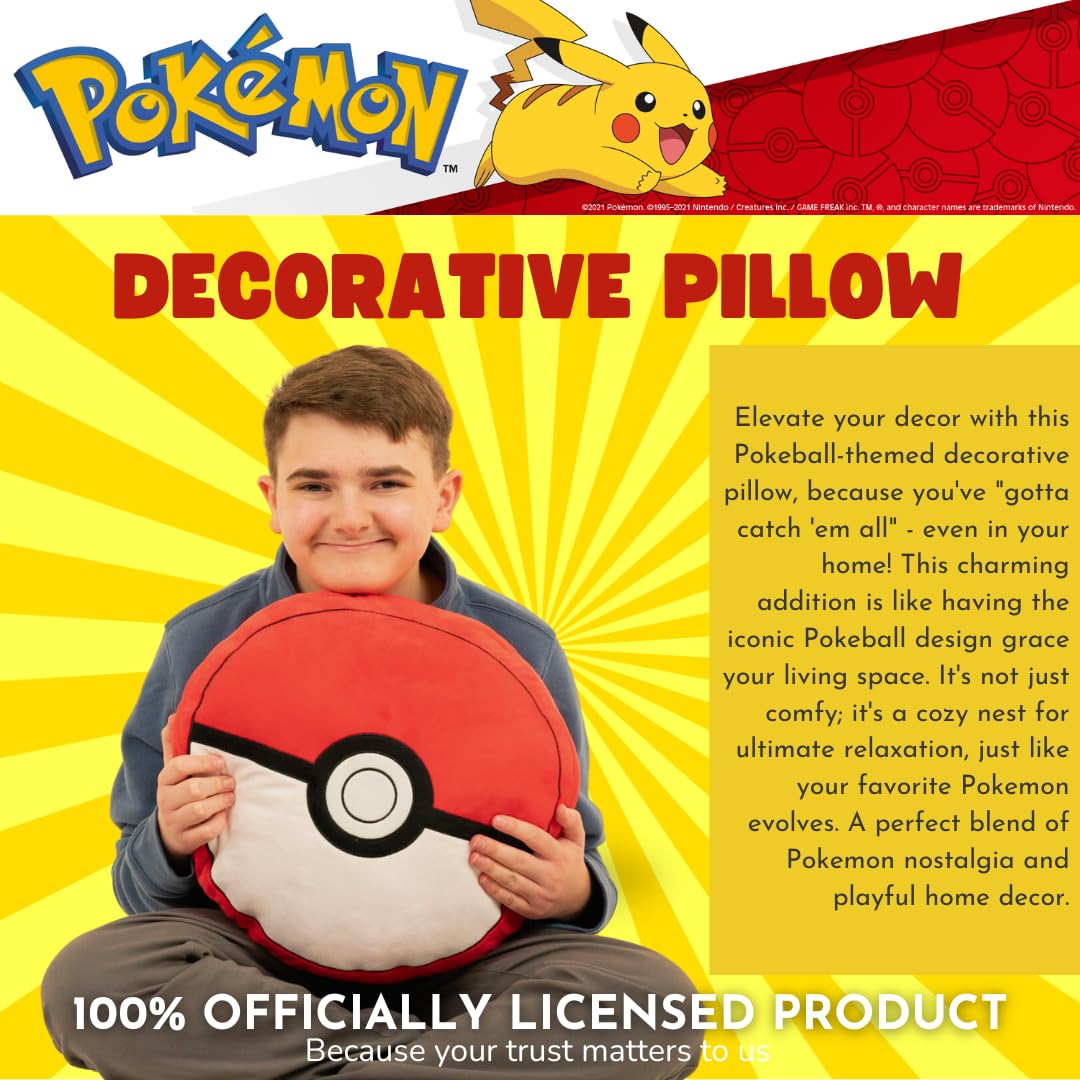 Foto 2 | Almohada Decorativa De Peluche Franco Pokemon Pokeball Anime - Venta Internacional.