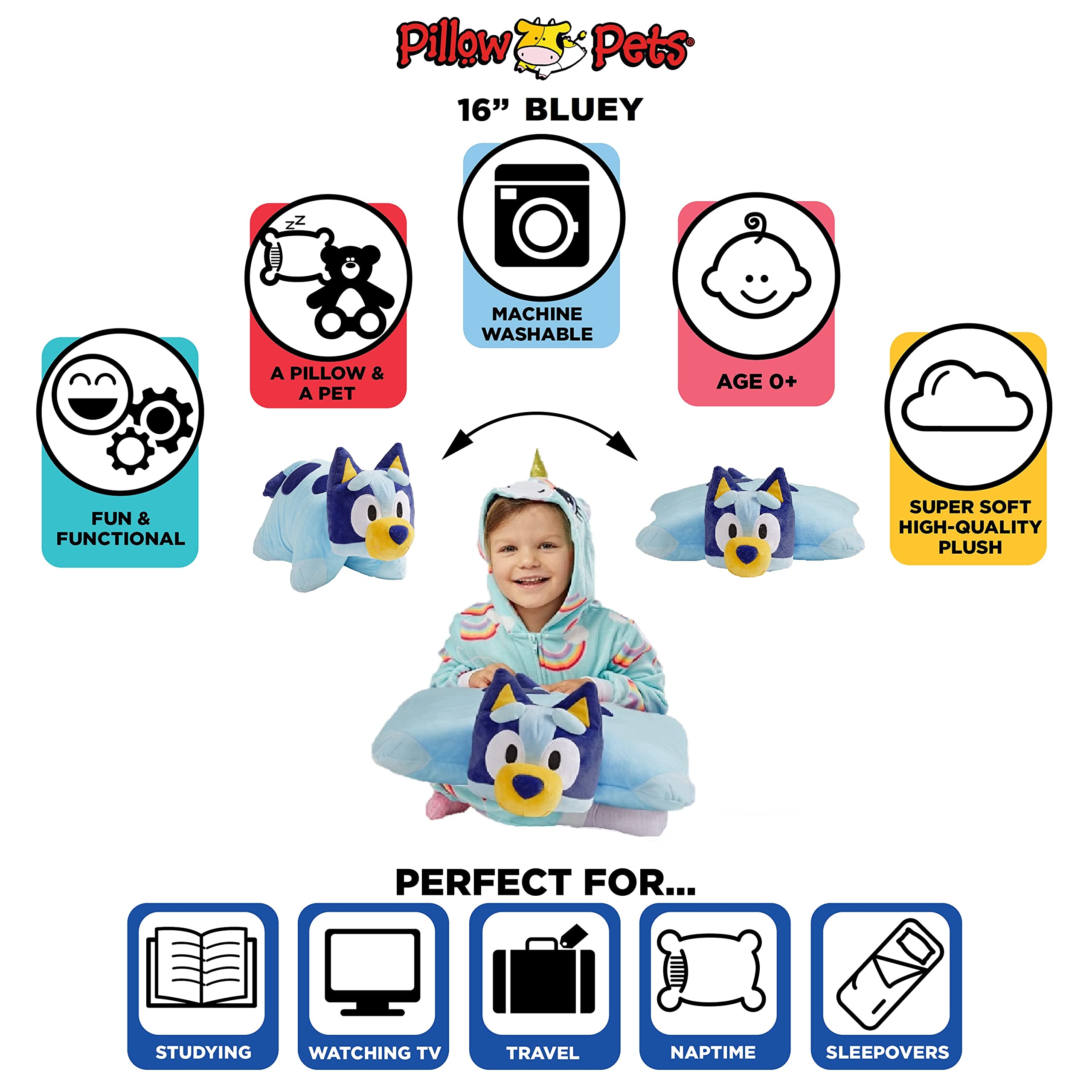 Foto 5 pulgar | Peluche Pillow Pets Bluey Bbc Studios Con Forma De Animal De Peluche - Venta Internacional.