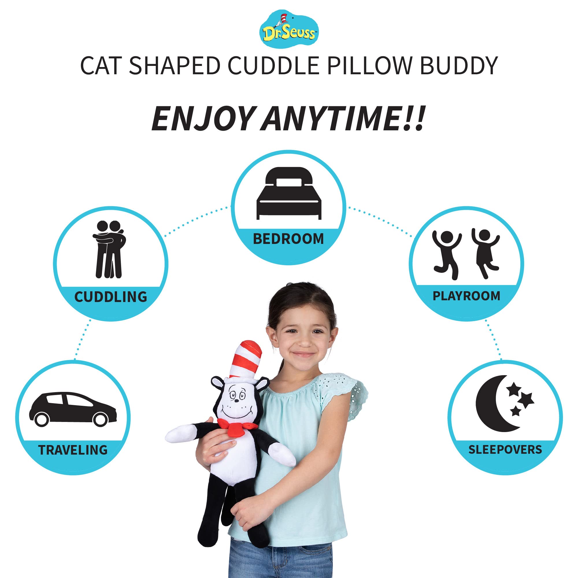 Foto 4 pulgar | Ropa De Cama Infantil Cuddle Pillow Buddy Dr. Seuss Con Forma De Gato Con Sombrero - Venta Internacional.