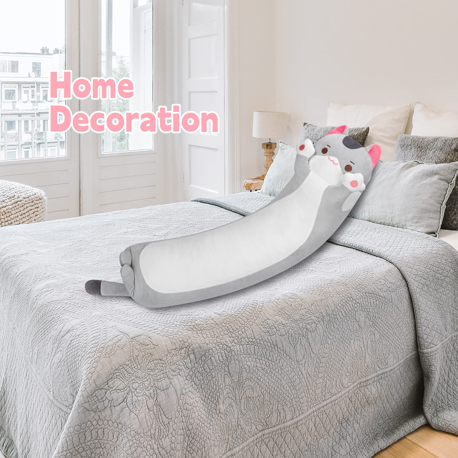 Foto 6 pulgar | Almohada Corporal Mewaii Long Cat Plush Kids Grey Cat 70 Cm - Venta Internacional.