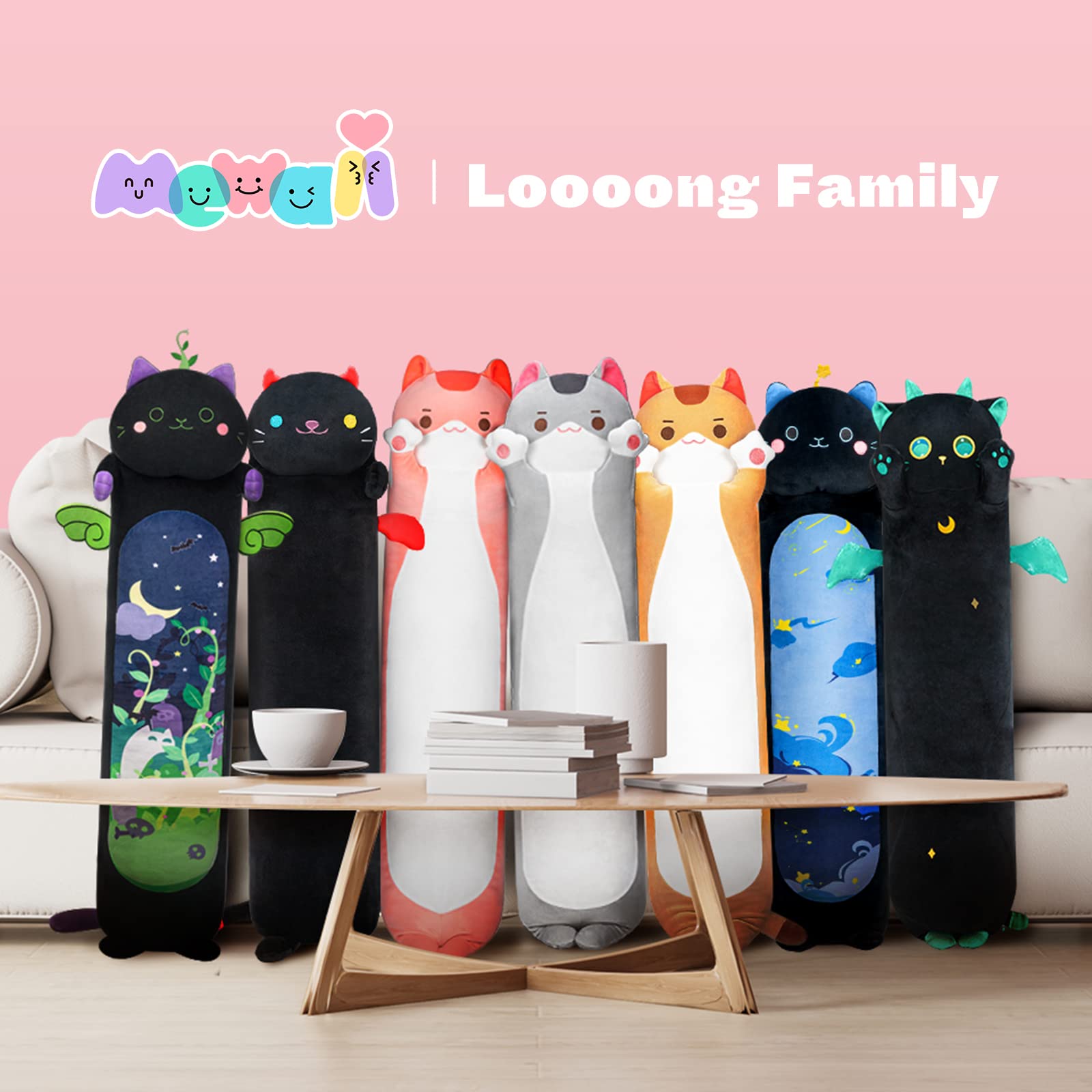 Foto 8 pulgar | Almohada Corporal Mewaii Long Cat Plush Kids Grey Cat 70 Cm - Venta Internacional.