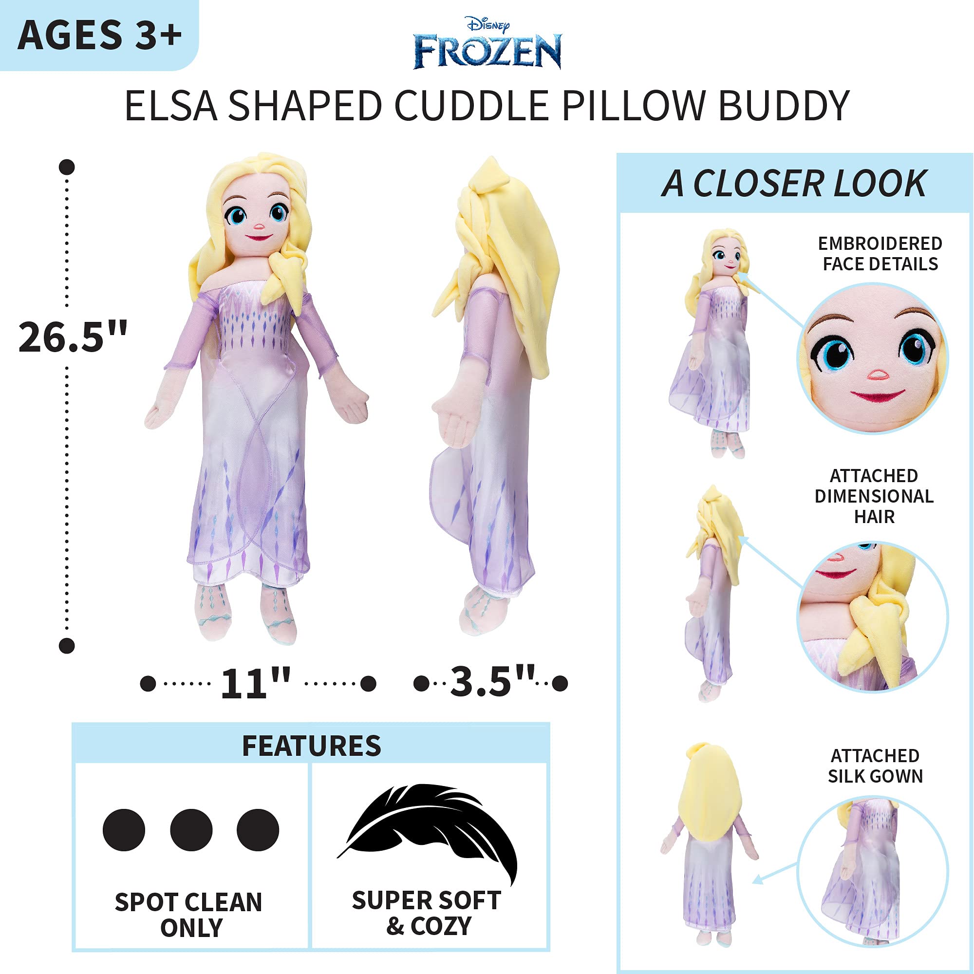 Foto 5 pulgar | Almohada Cuddle Pillow Buddy Disney Frozen Elsa De Felpa Supersuave - Venta Internacional.