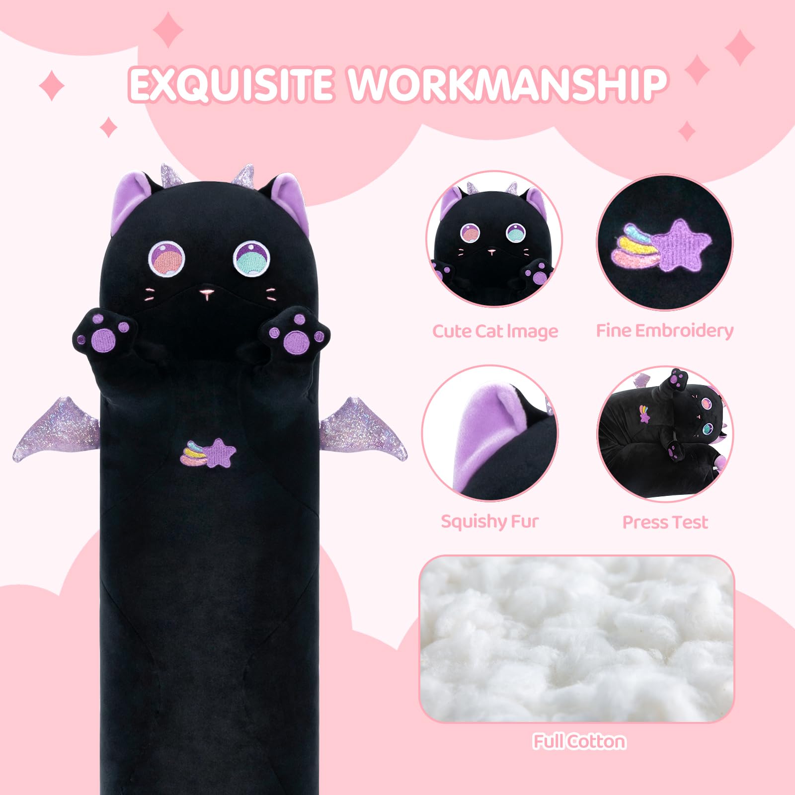 Foto 3 pulgar | Almohada Corporal De Felpa Mewaii Long Cat De 50 Cm, 70 Cm, 90 Cm, 110 Cm, 130 Cm - Venta Internacional.