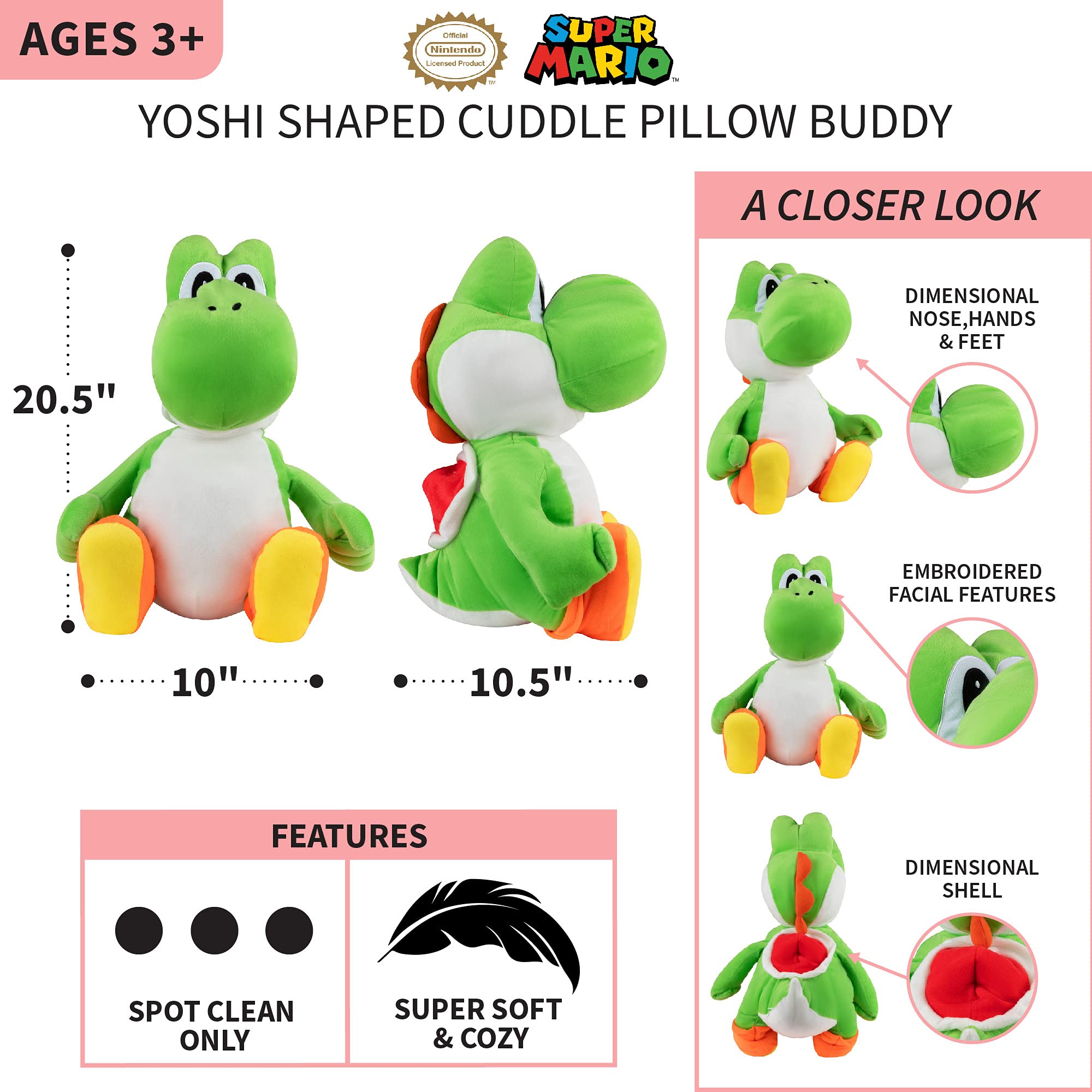 Foto 5 pulgar | Cojín De Peluche Buddy Franco Mario Yoshi Super Mario - Venta Internacional.