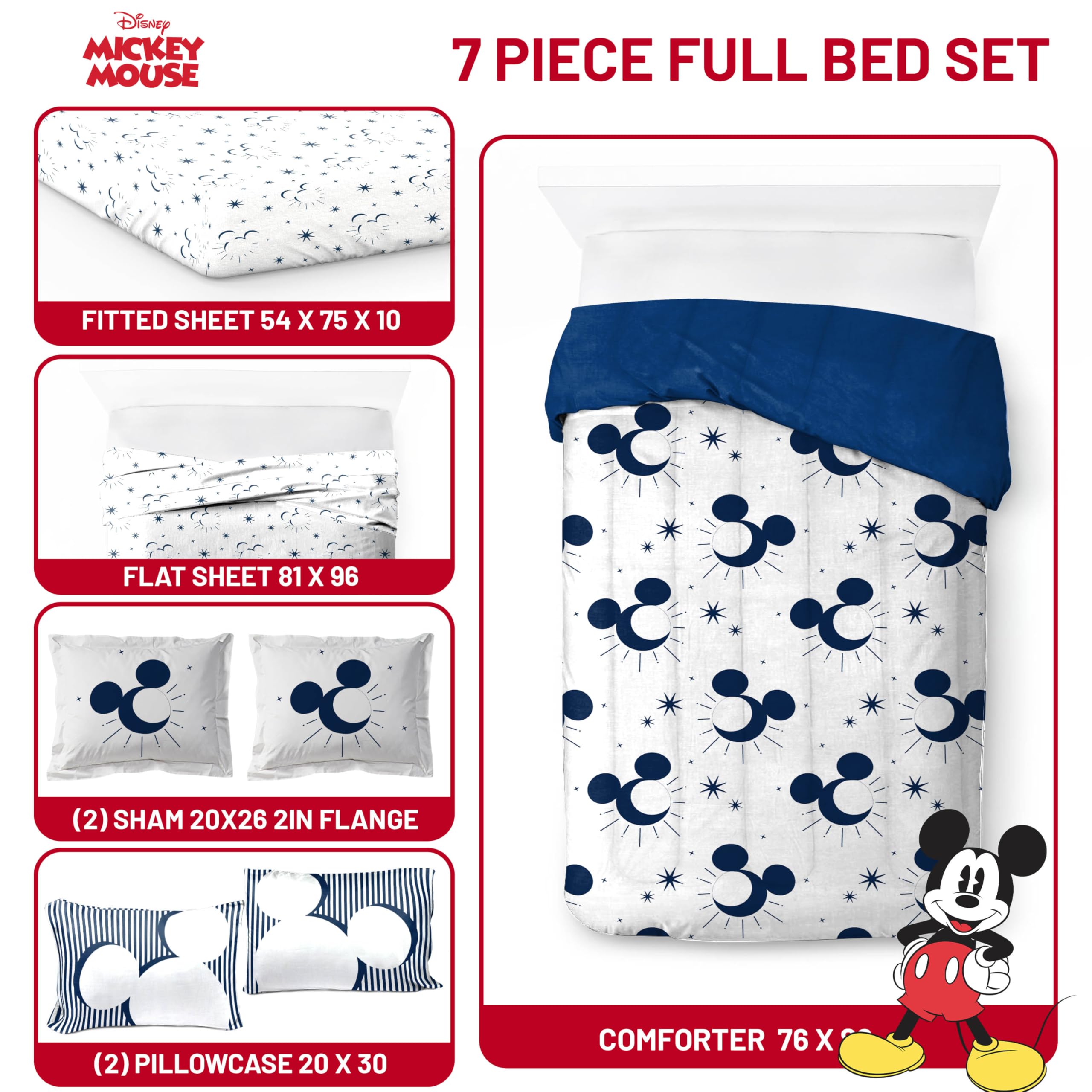 Foto 4 pulgar | Juego De Ropa De Cama Jay Franco Disney Mickey Mouse, Tamaño Completo, 7 Piezas - Venta Internacional.